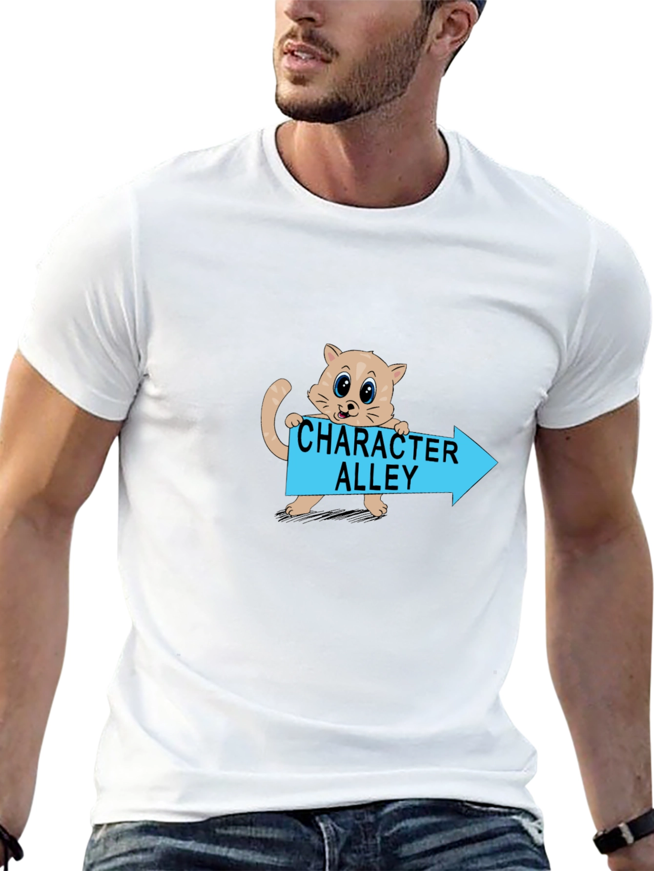 Black Character Alley Cat T-Shirt - Funny Cartoon Tee view 13