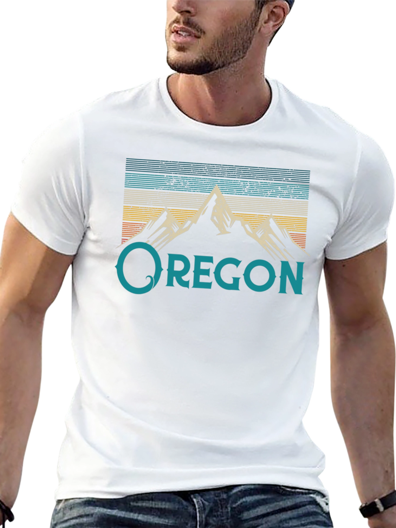 Black Oregon Mountain Graphic Tee - Retro Style view 13