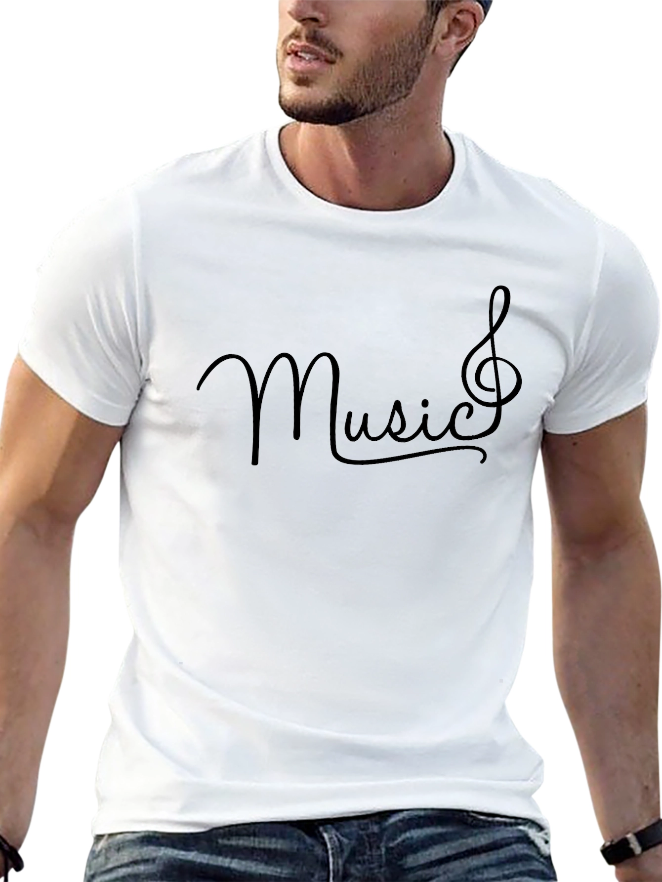 Black Music Treble Clef Black Graphic T-Shirt view 13