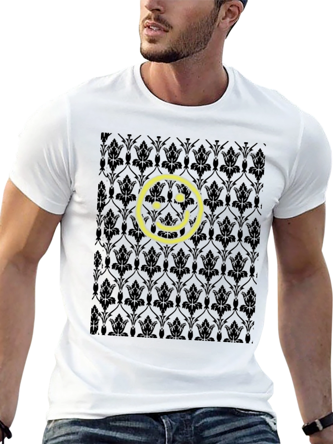 Black Smiley Face Sherlock Wallpaper T-Shirt view 13