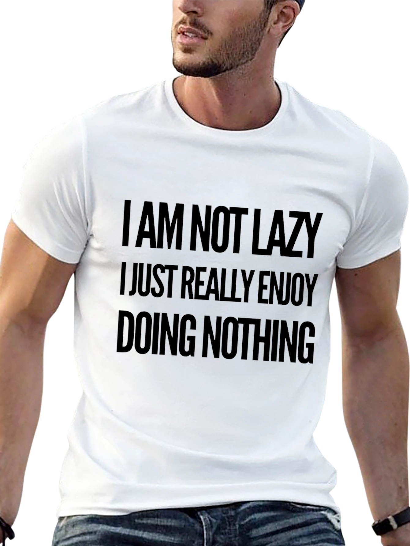 Black Funny Slogan Tee - I Am Not Lazy T-Shirt view 13