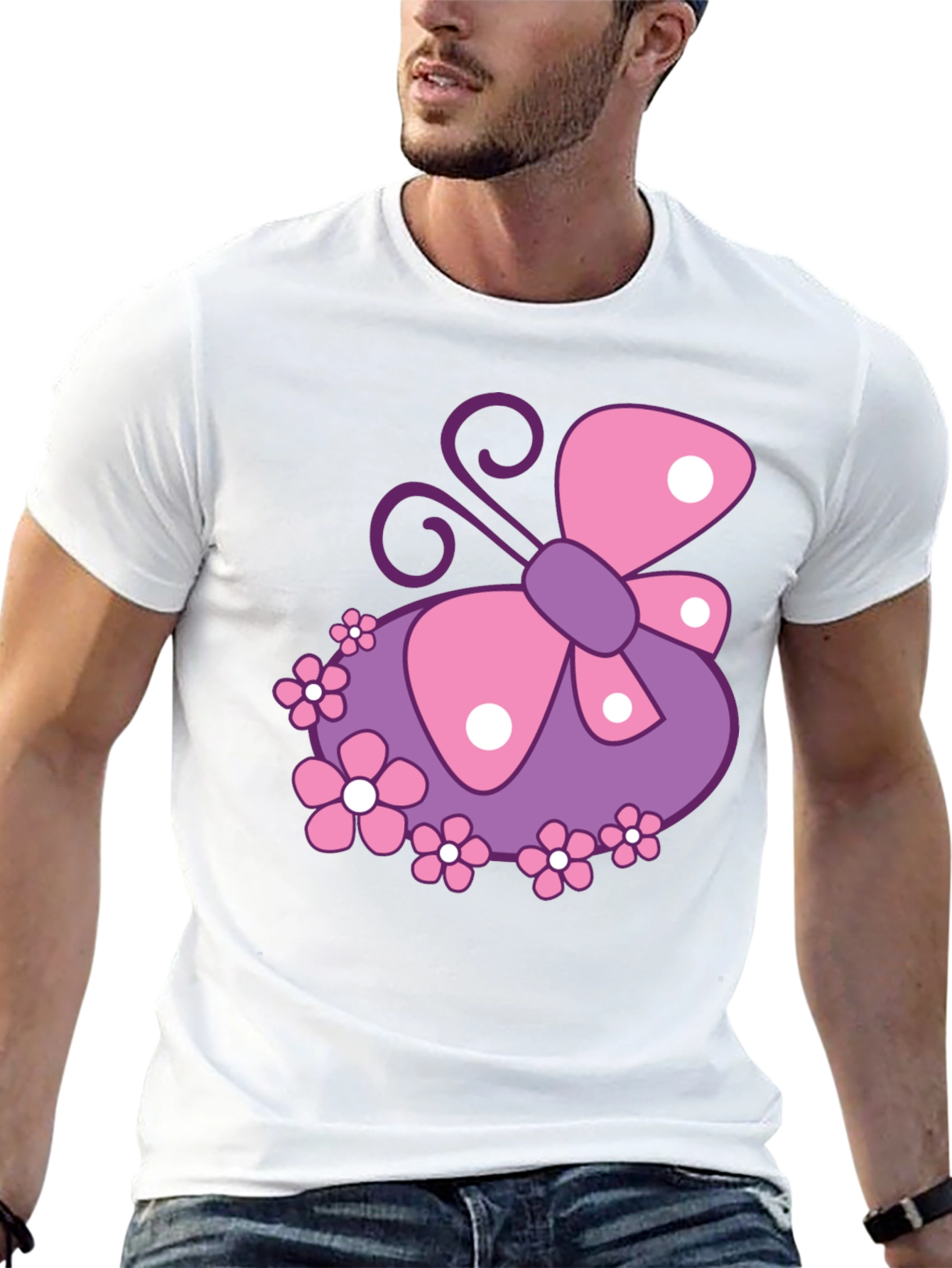 Black Butterfly & Flowers Graphic Black T-Shirt view 13