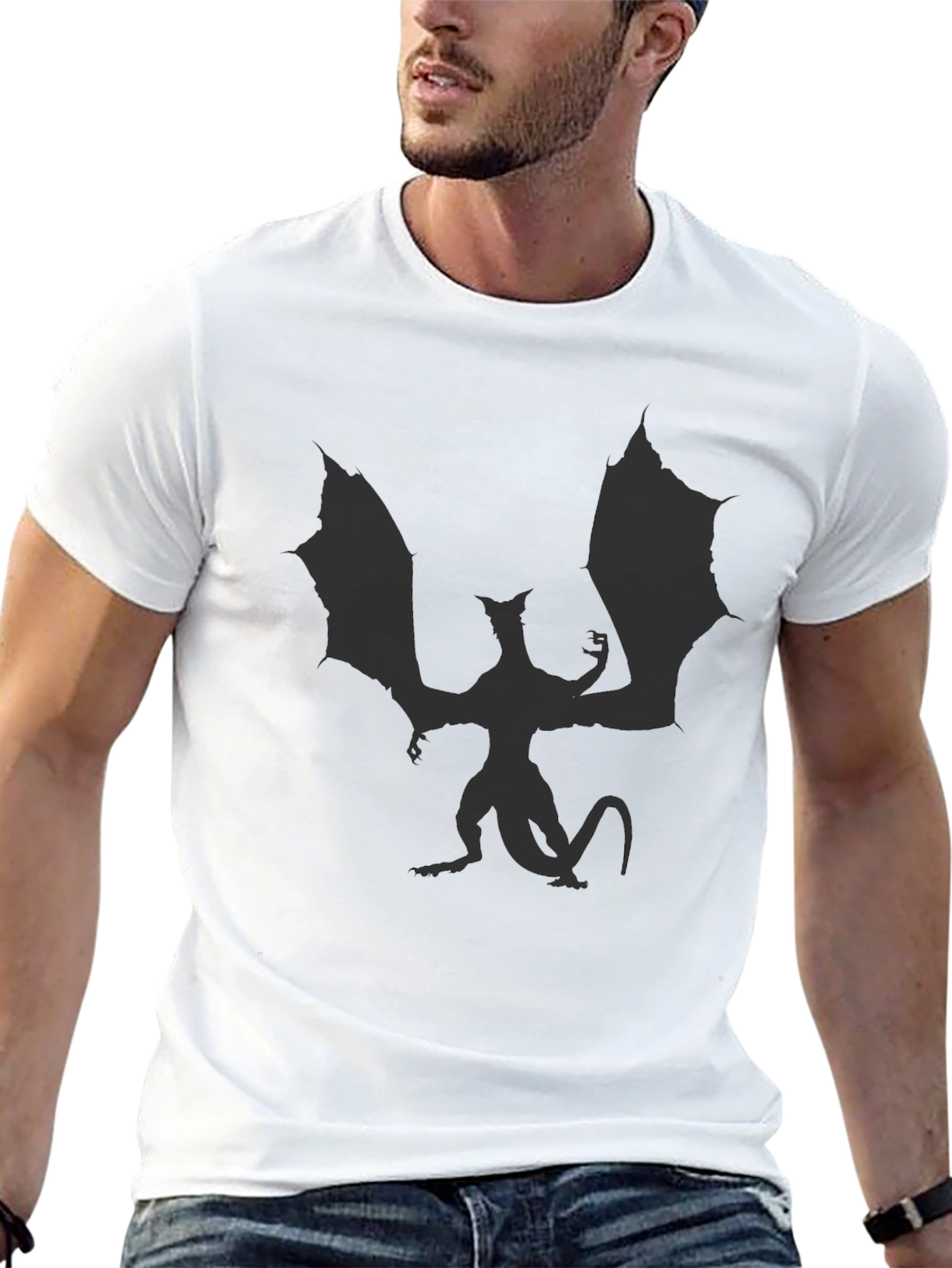 Black Dragon Silhouette Black T-Shirt view 13