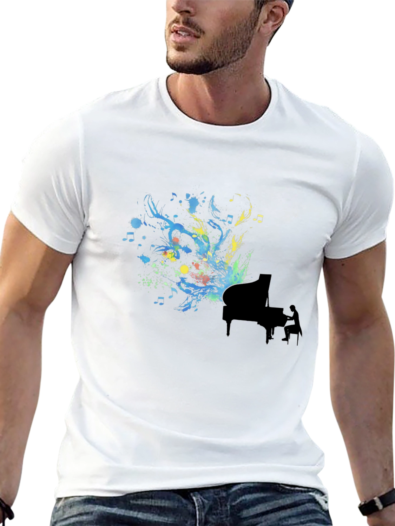 Black Abstract Piano Art Black T-Shirt view 13