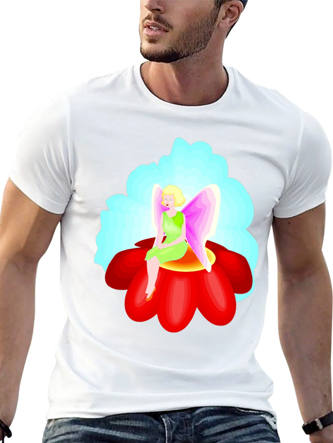 Black Fairy Flower T-Shirt - Unique Graphic Tee view 13