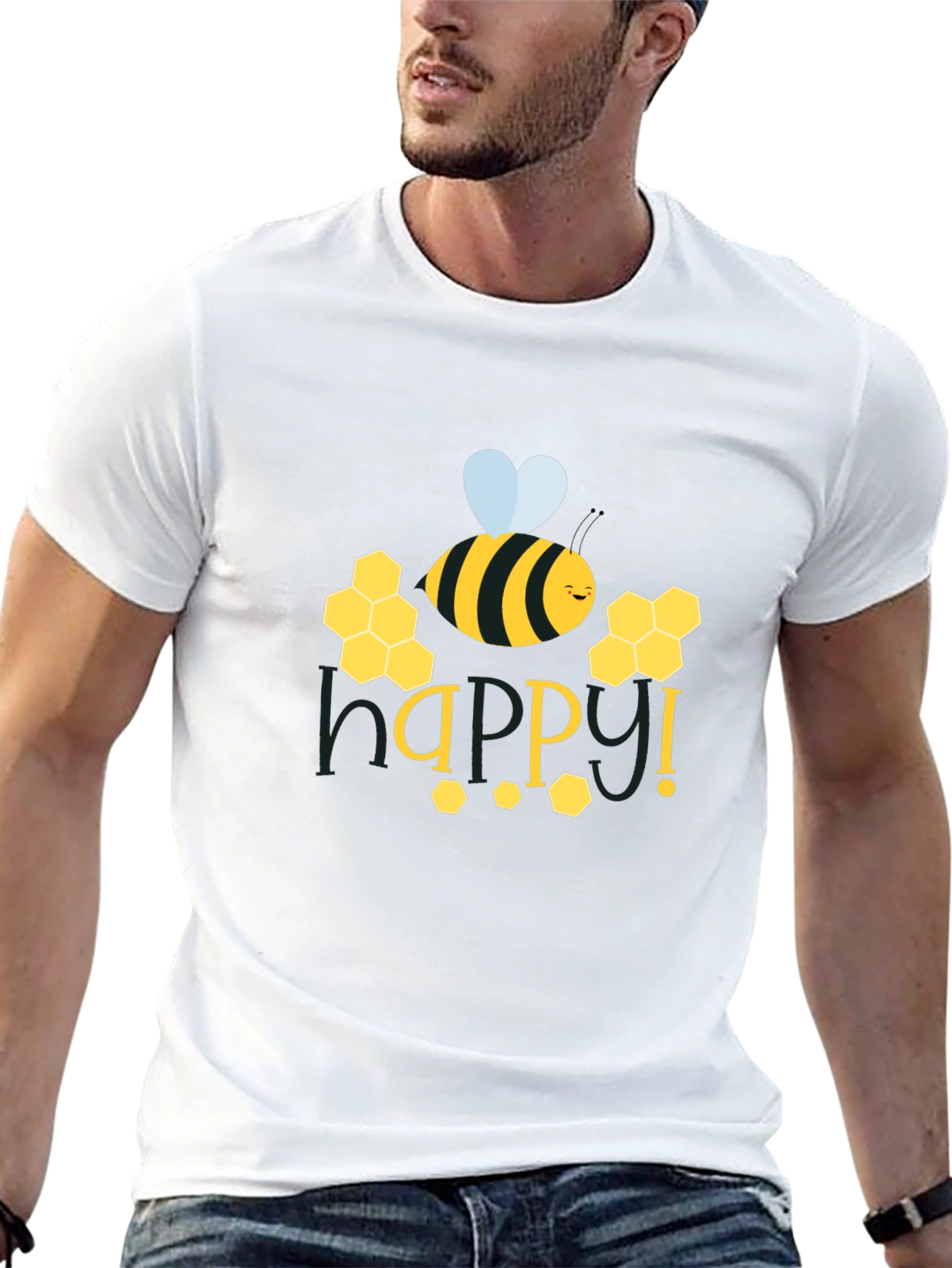 Black Happy Bee Graphic Tee - Black view 13