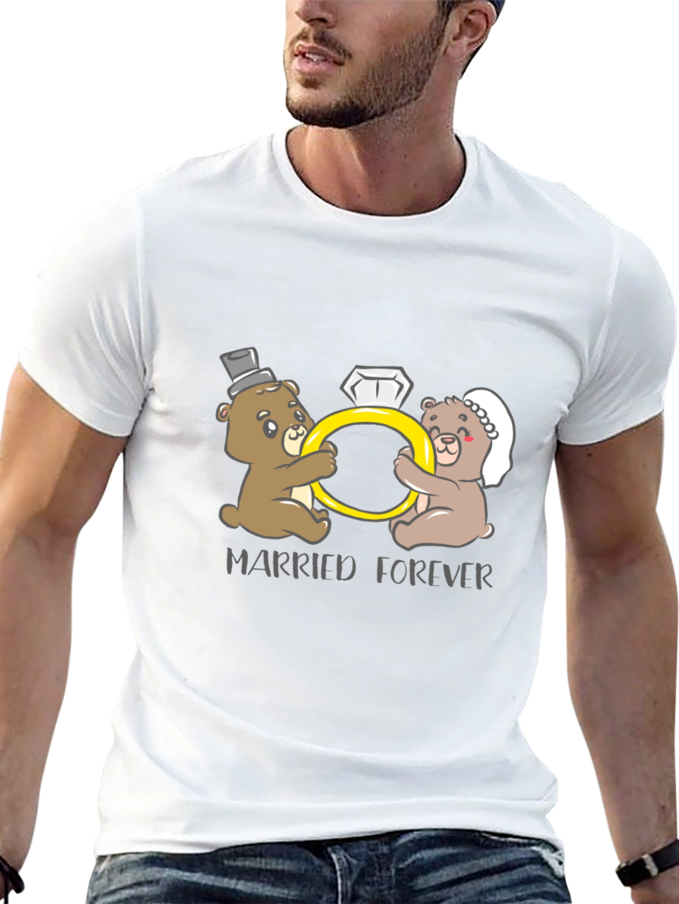 Black Married Forever Bear Couple T-Shirt view 13