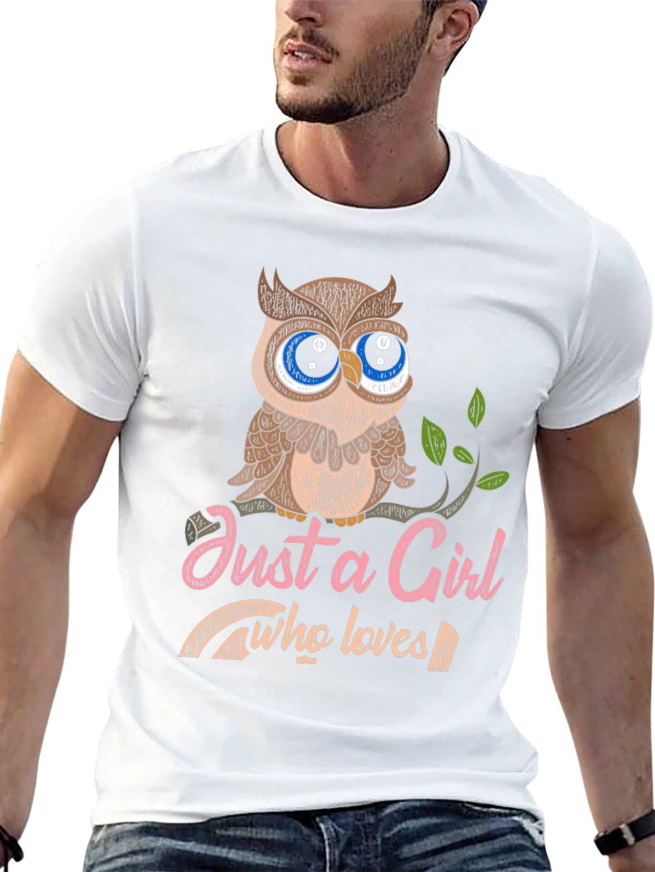 Black Just a Girl Who Loves Owls Graphic T-Shirt view 13