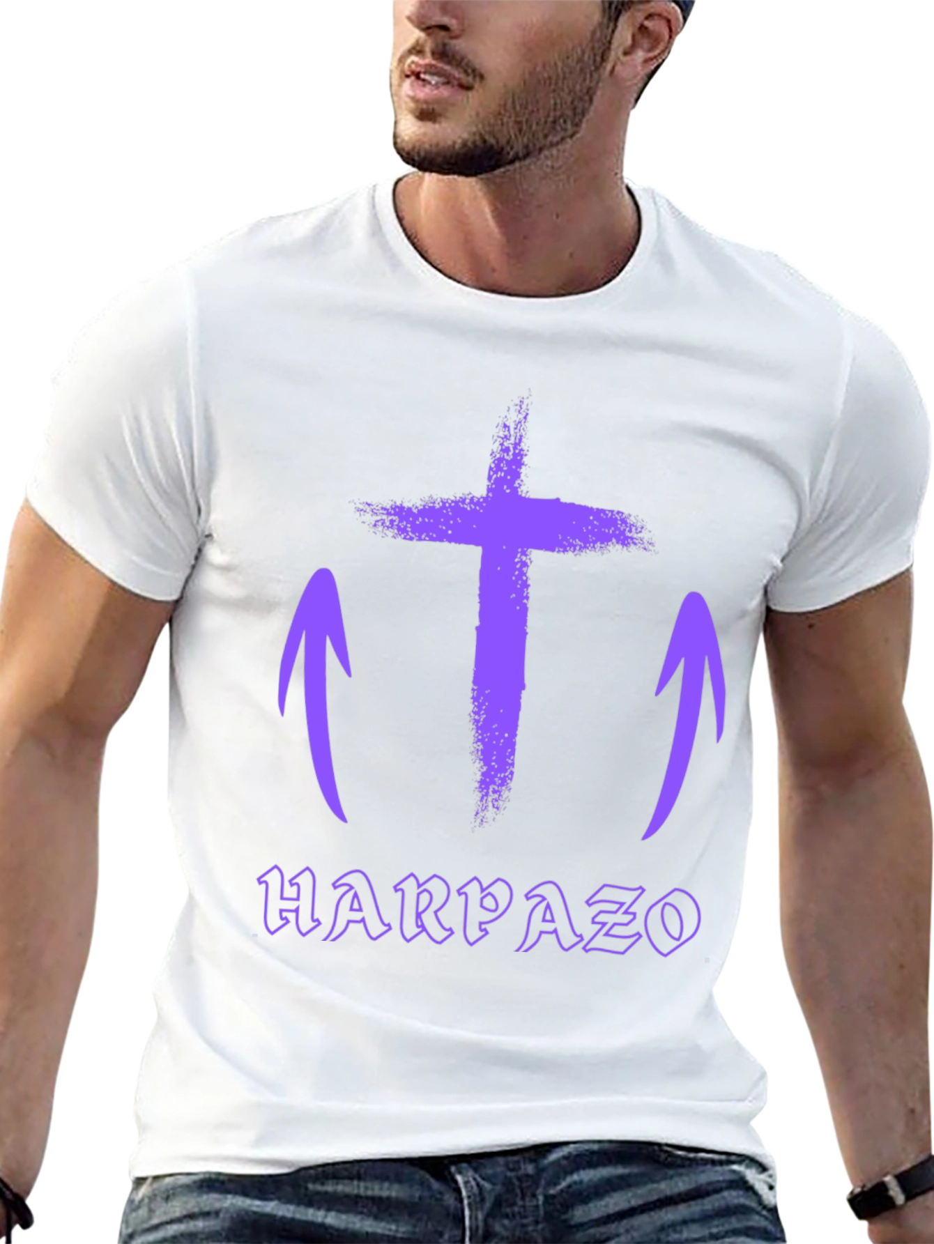 Black Grunge Cross Graphic Tee - Harpaso Black T-Shirt view 13