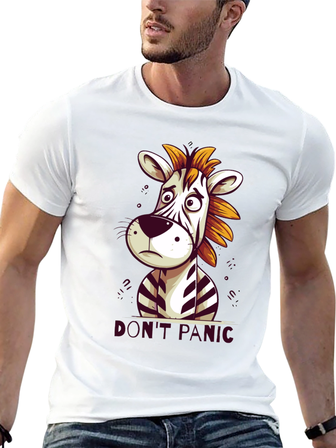 Black Don't Panic Zebra Graphic Tee view 13