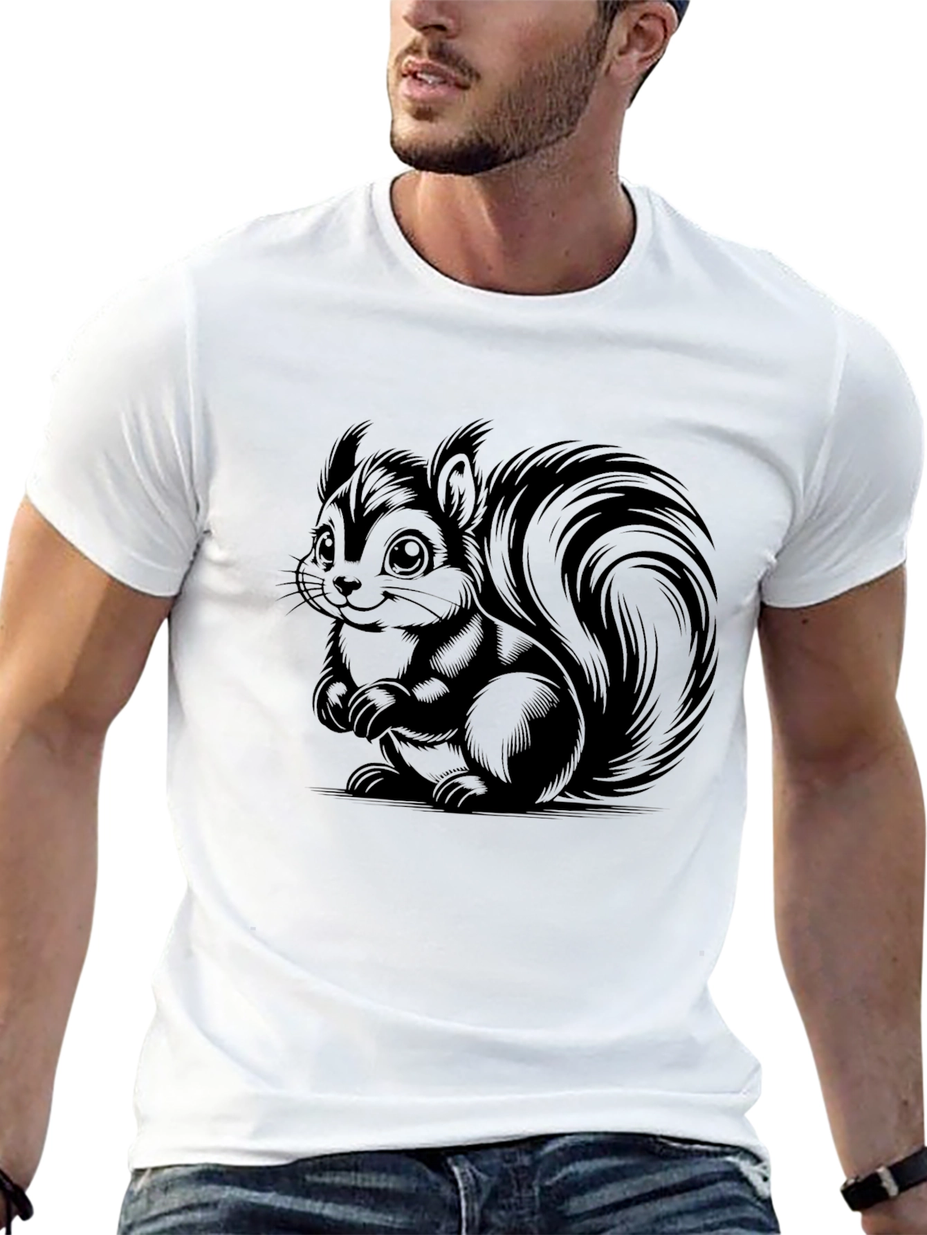 Black Cute Squirrel Graphic T-Shirt - Black view 13