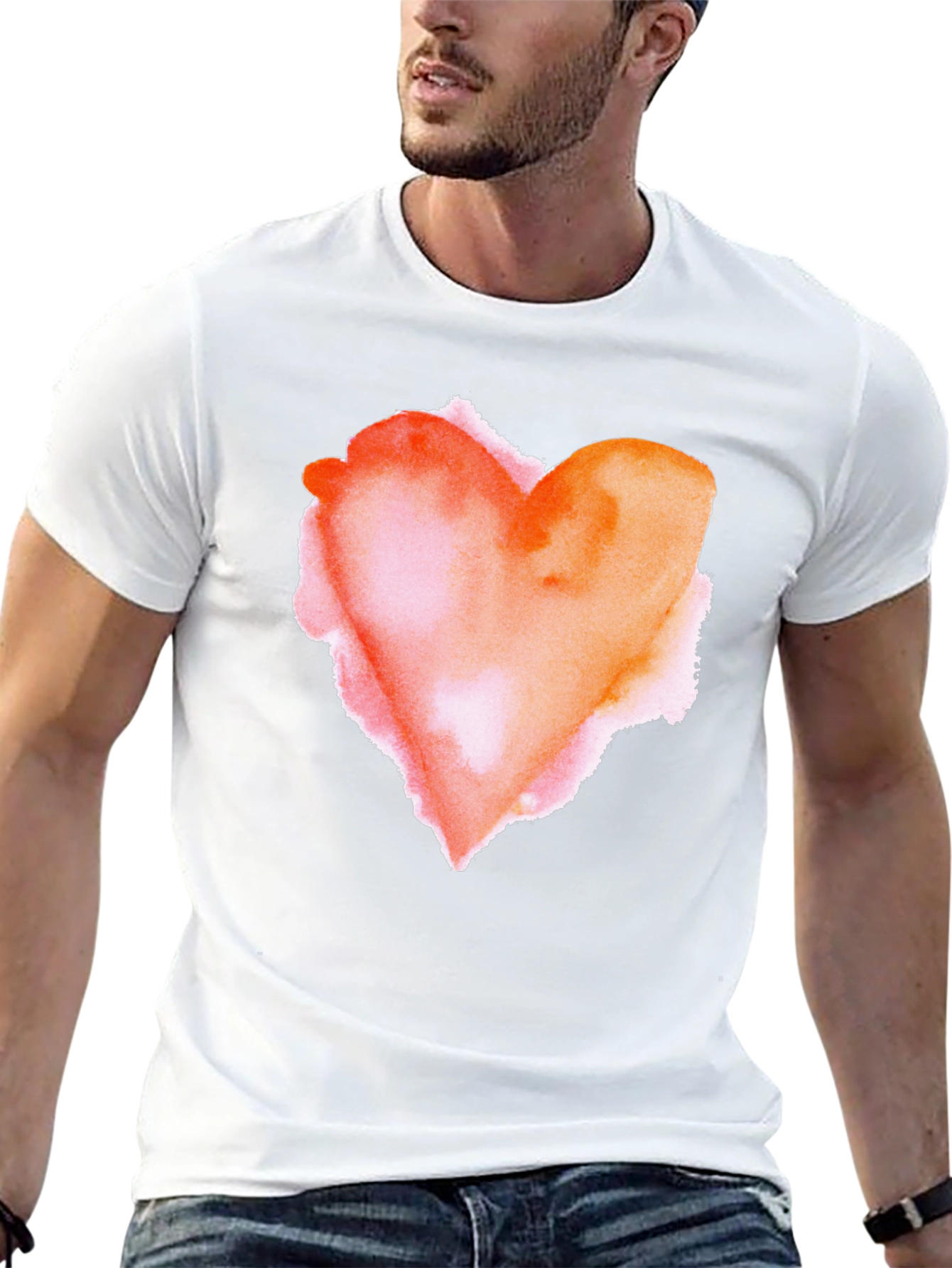 Black Watercolor Heart Graphic Tee - Soft Black Cotton Blend view 13