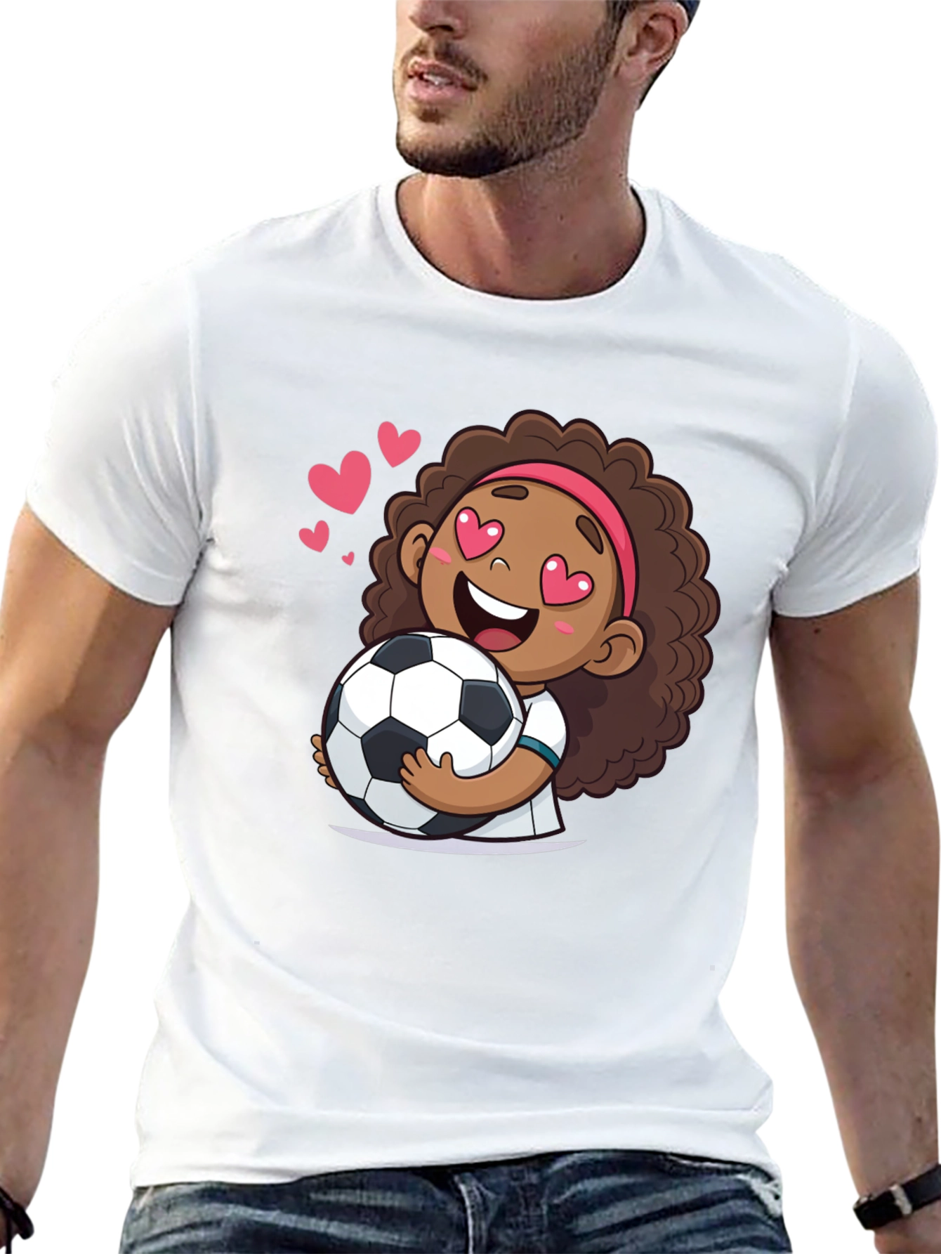 Black Cute Soccer Girl T-Shirt view 13