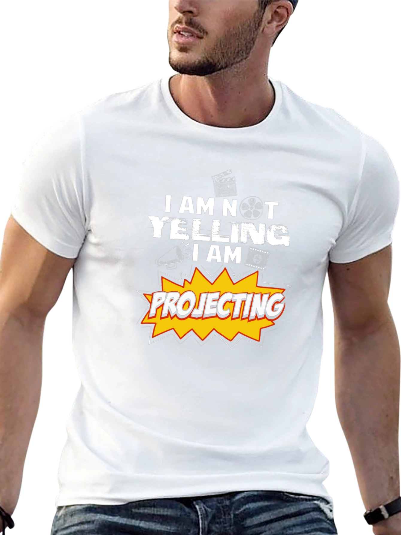Black I am not yelling I am projecting T-Shirt view 13