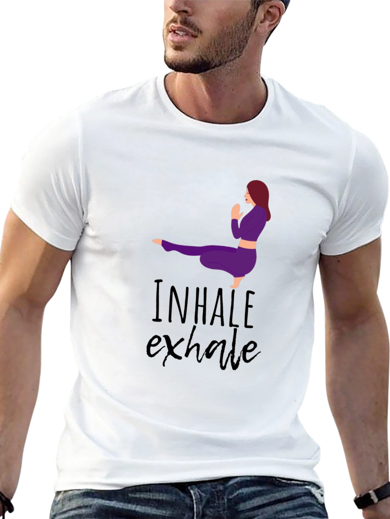 Black Inhale Exhale Yoga Graphic Tee - Black view 13