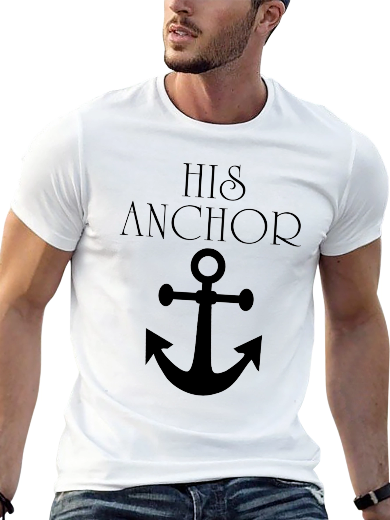 Black His Anchor Graphic Tee - Nautical Style view 13