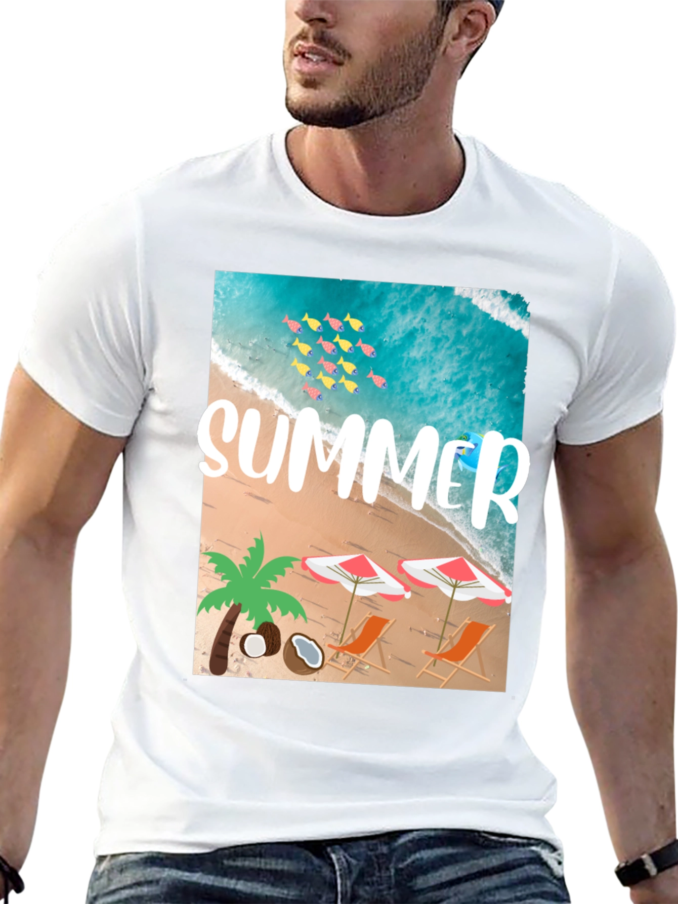 Black Summer Beach Graphic T-Shirt view 13