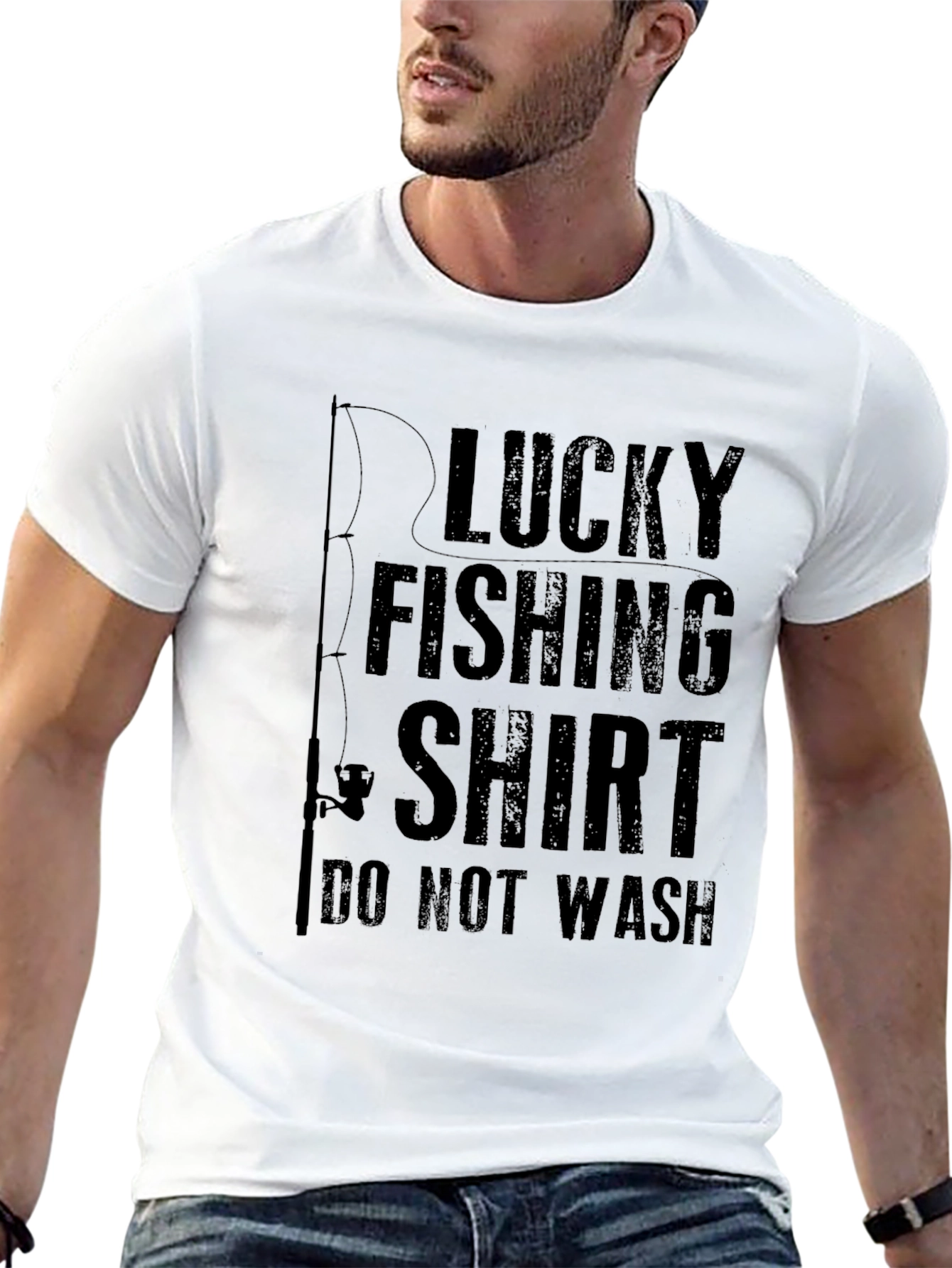 Black Lucky Fishing Shirt - Novelty Graphic Tee view 13