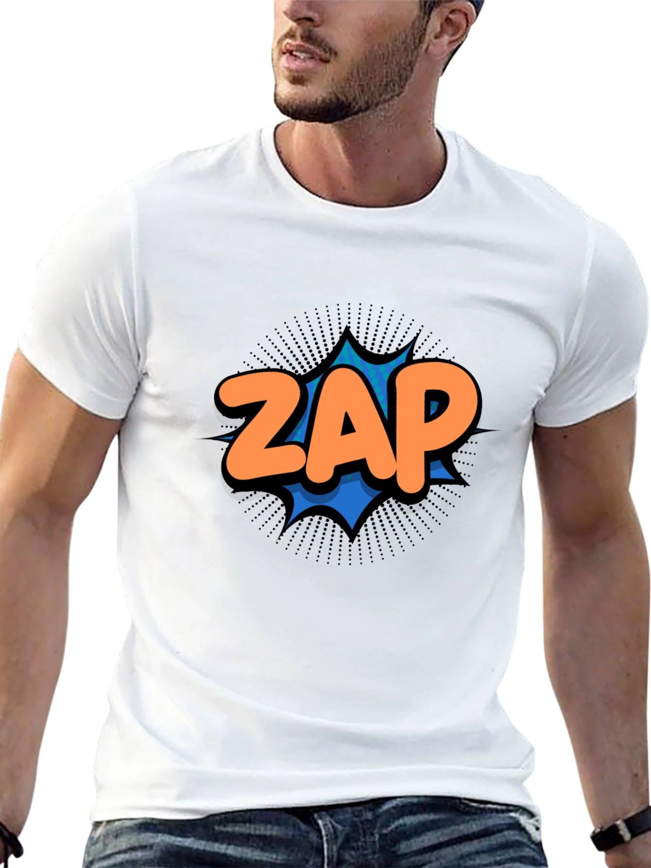 Black ZAP Comic Graphic T-Shirt - Black Cotton Tee view 13