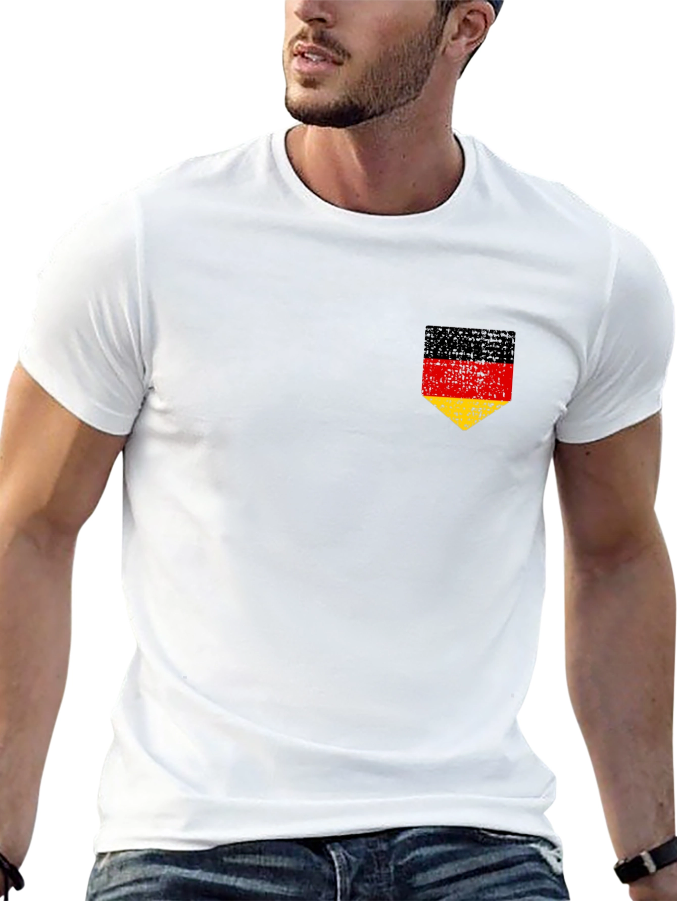 Black German Flag Pocket Tee - Distressed Design view 13