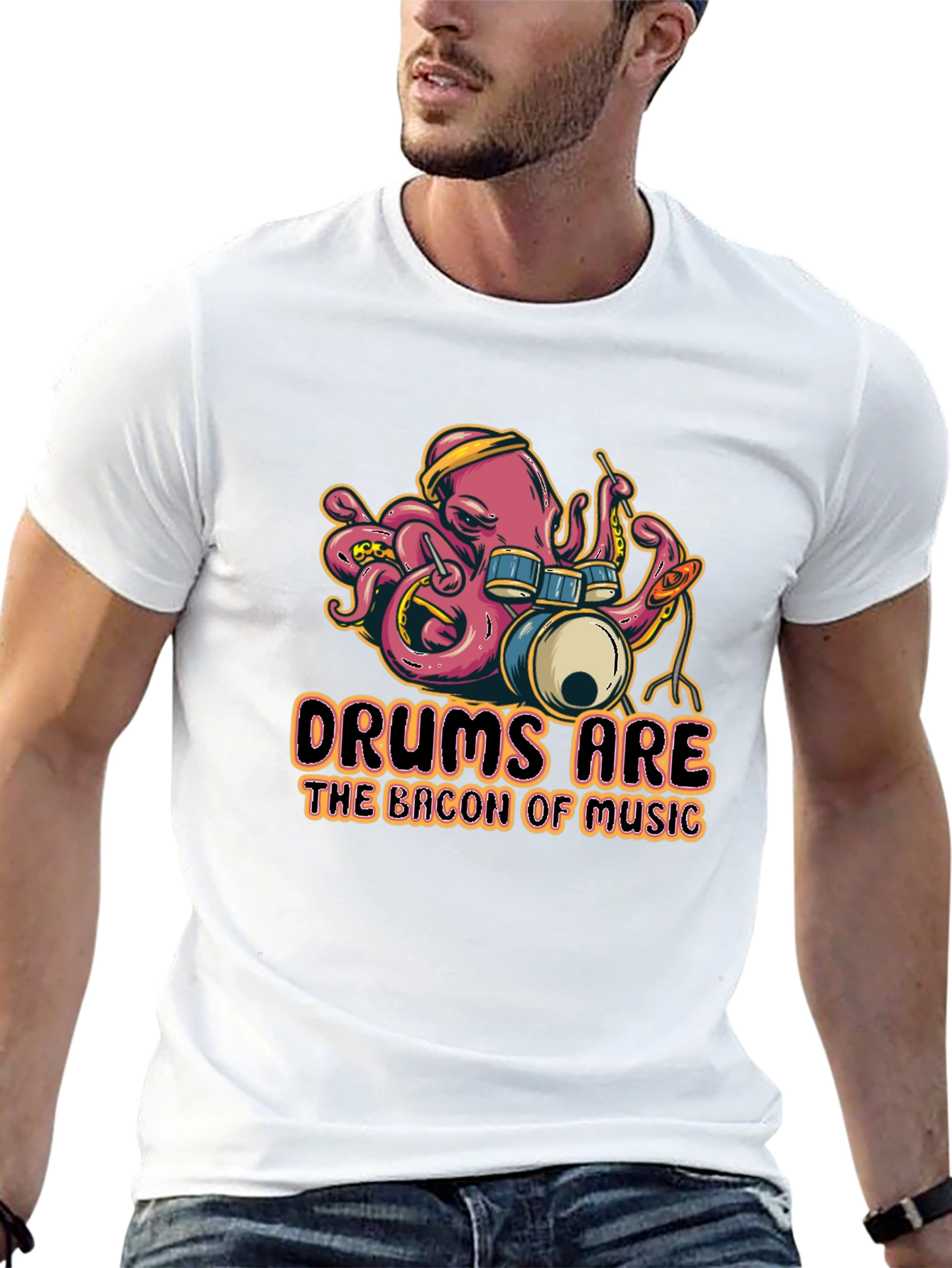 Black Drums Are The Bacon Of Music Funny T-Shirt view 13