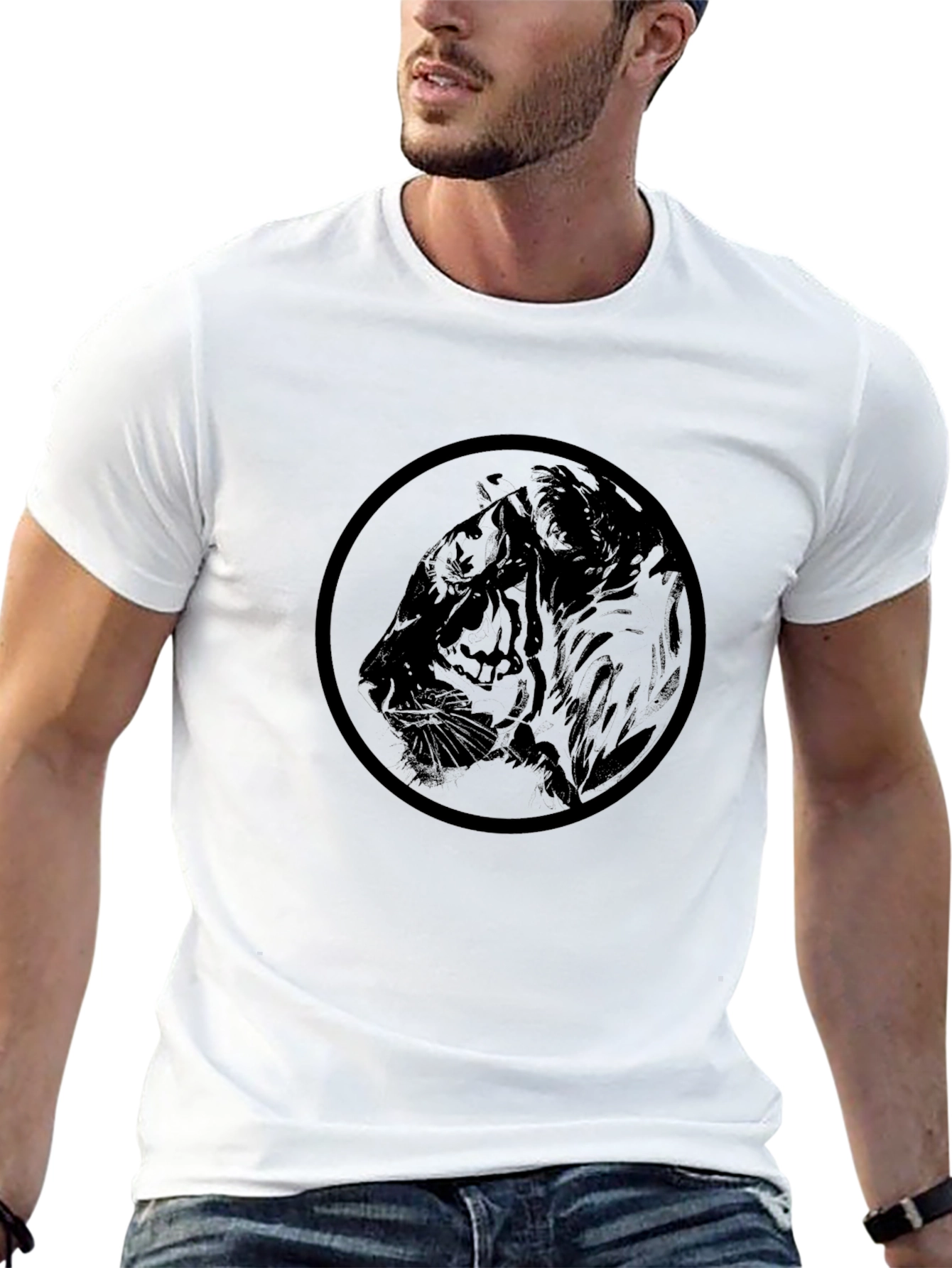 Black Black Tiger Graphic Tee - Men's Casual Shirt view 13