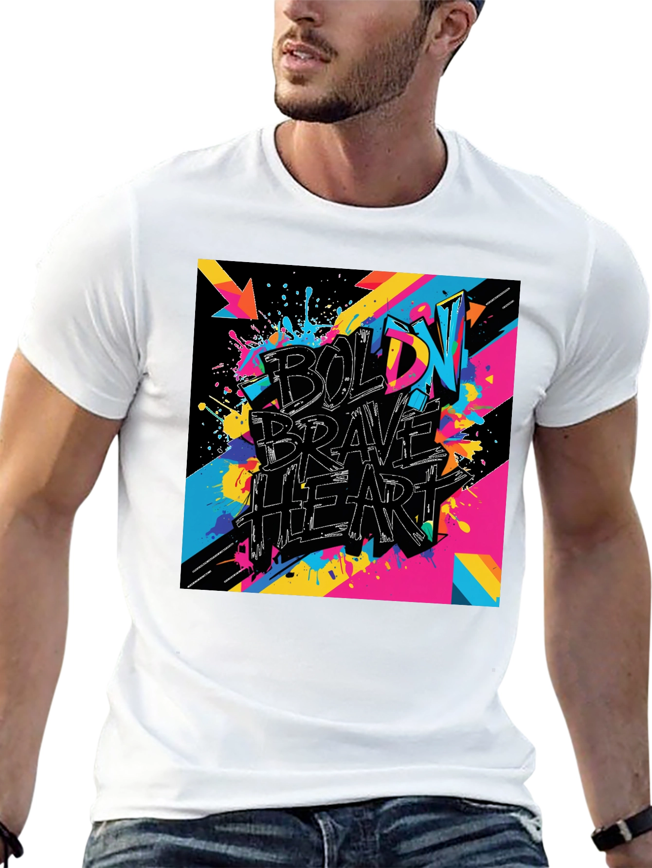 Black Bold Brave Heart Graphic Tee - Black view 13