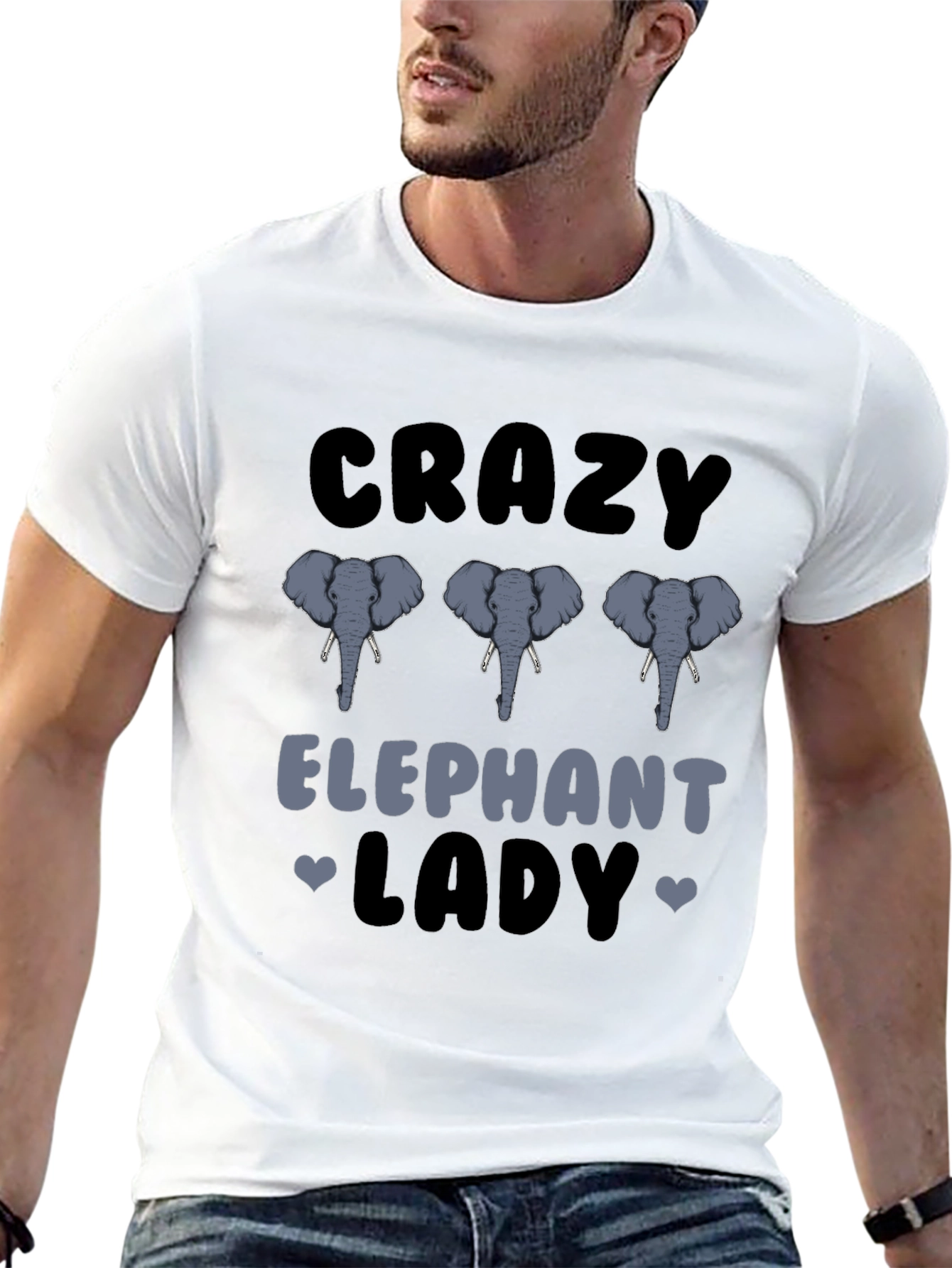 Black Crazy Elephant Lady Graphic T-Shirt view 13