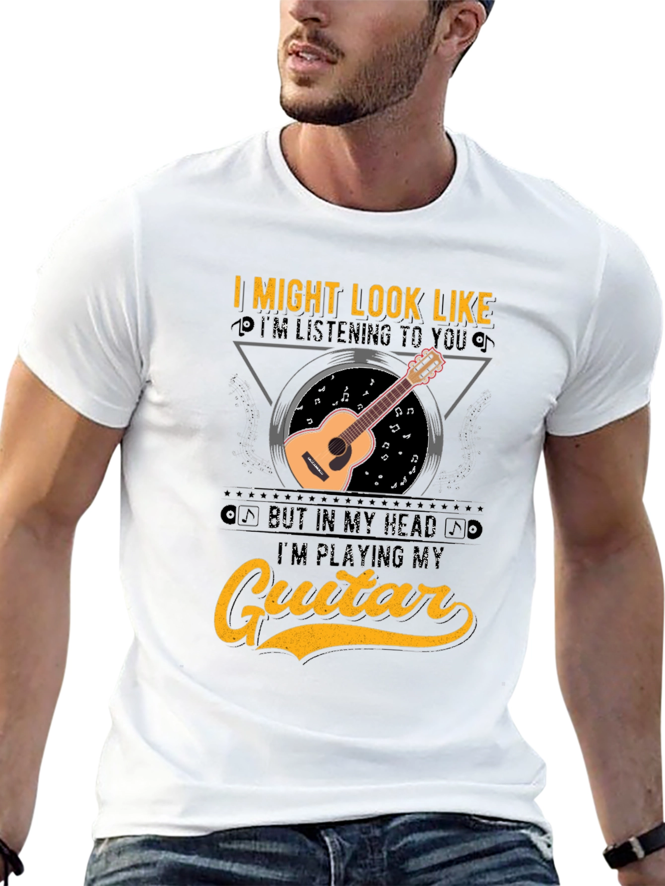 Black Guitar Lover T-Shirt - Musician Graphic Tee view 13