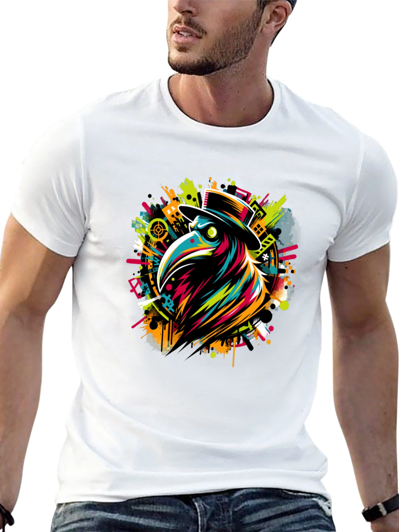 Black Plague Doctor T-Shirt - Vivid Graphic Tee view 13