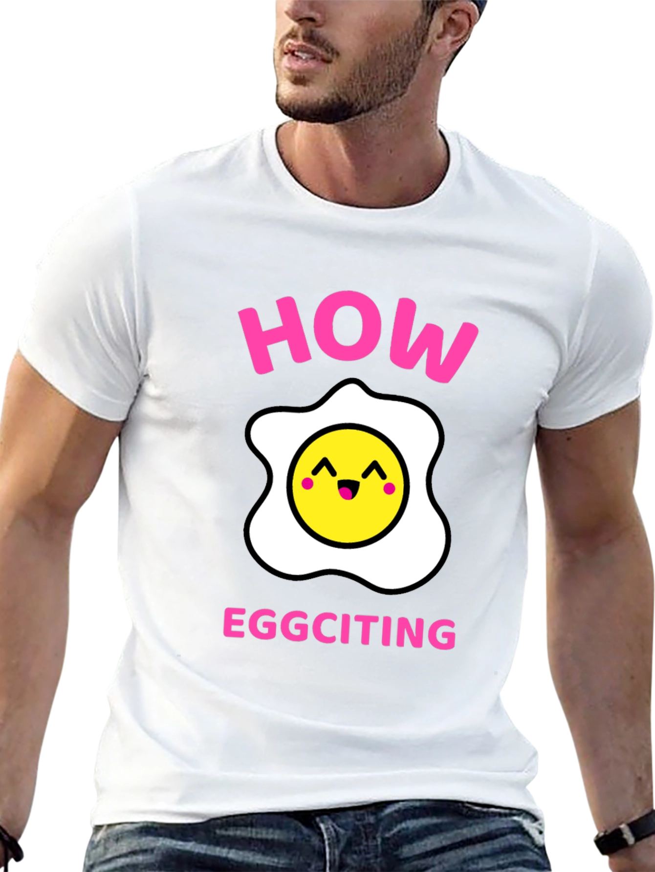 Black How Eggciting! Novelty T-Shirt - Funny Egg Pun Tee view 13