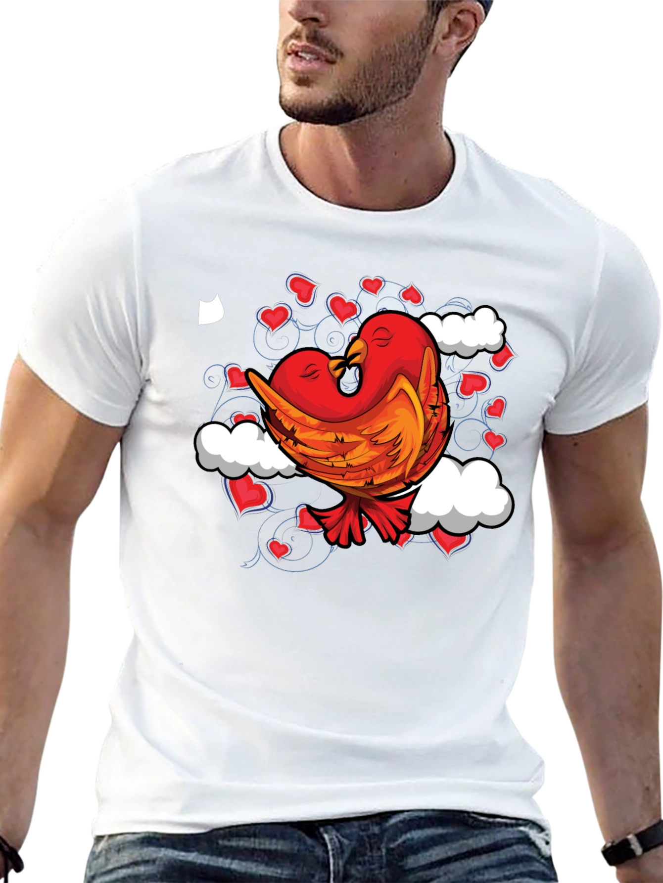 Black Love Birds Graphic Tee - Black Cotton Blend view 13