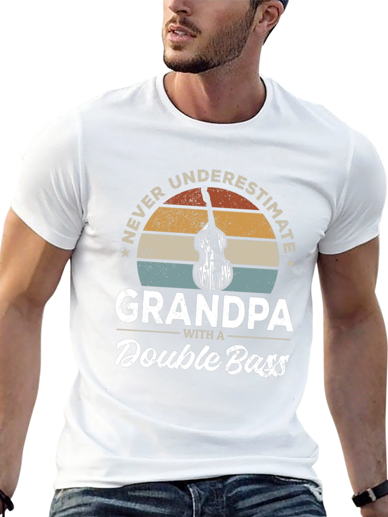 Black Grandpa Double Bass T-Shirt view 13