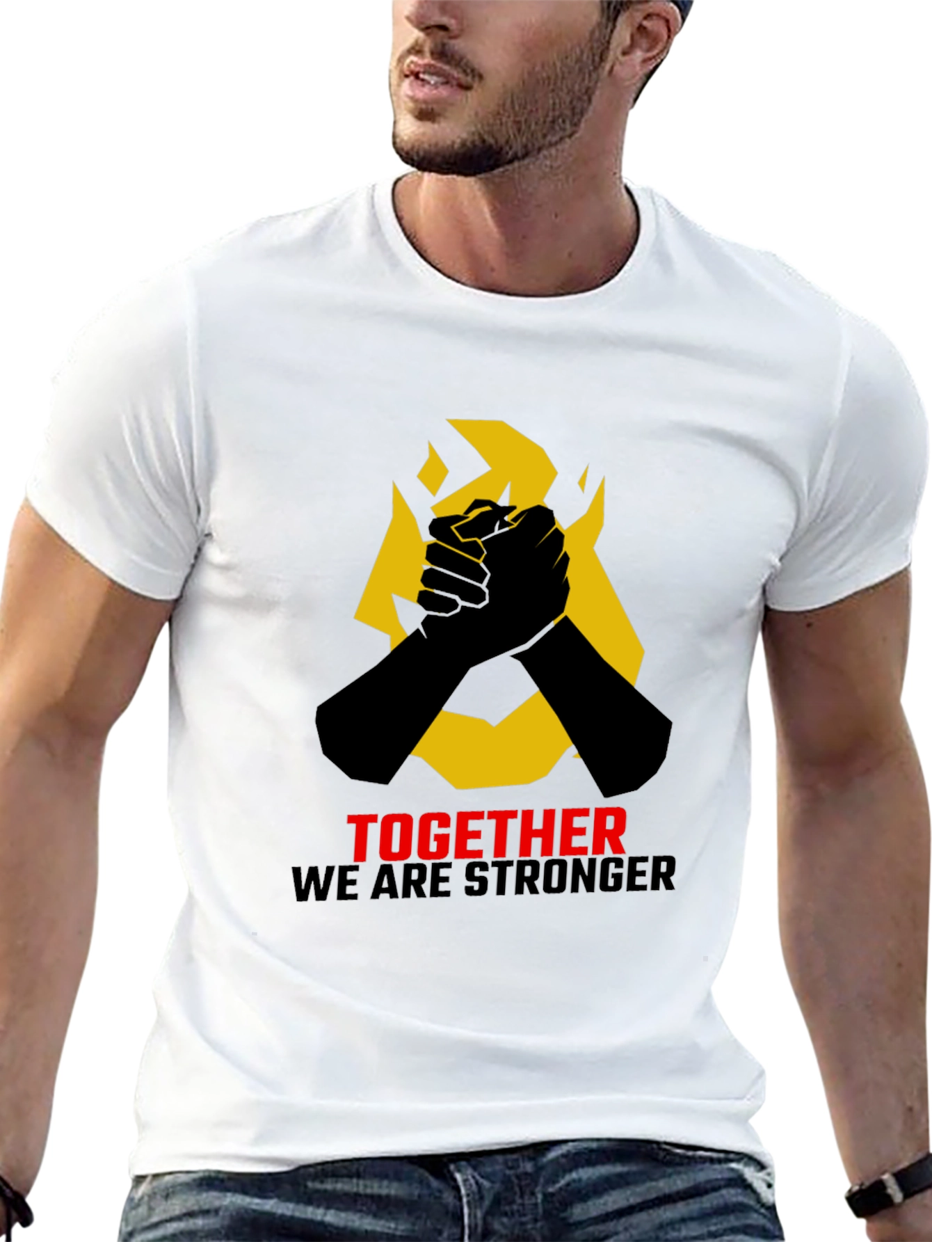 Black Together Stronger Graphic Tee - Solidarity & Unity Design view 13