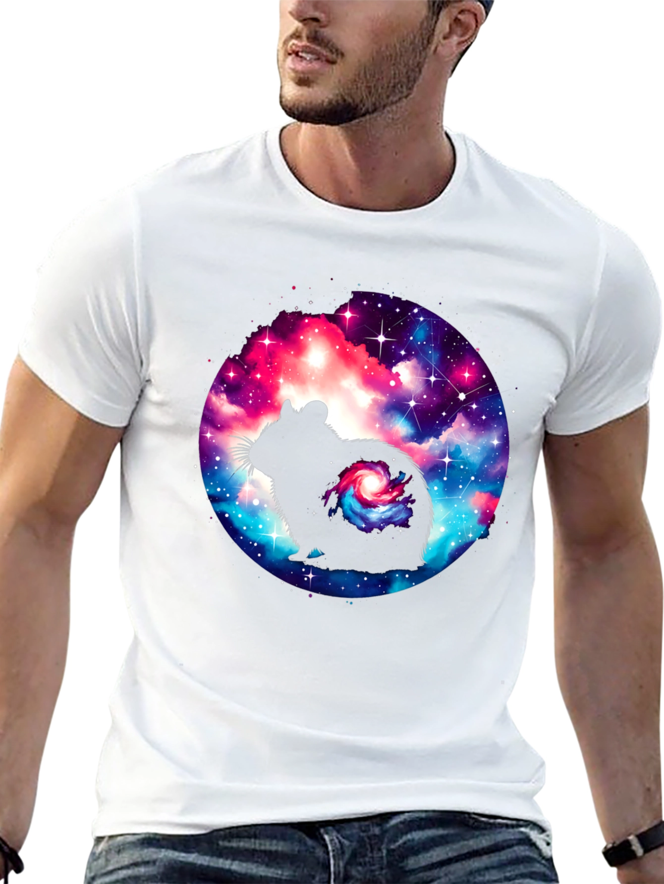 Black Galaxy Hamster Graphic T-Shirt view 13