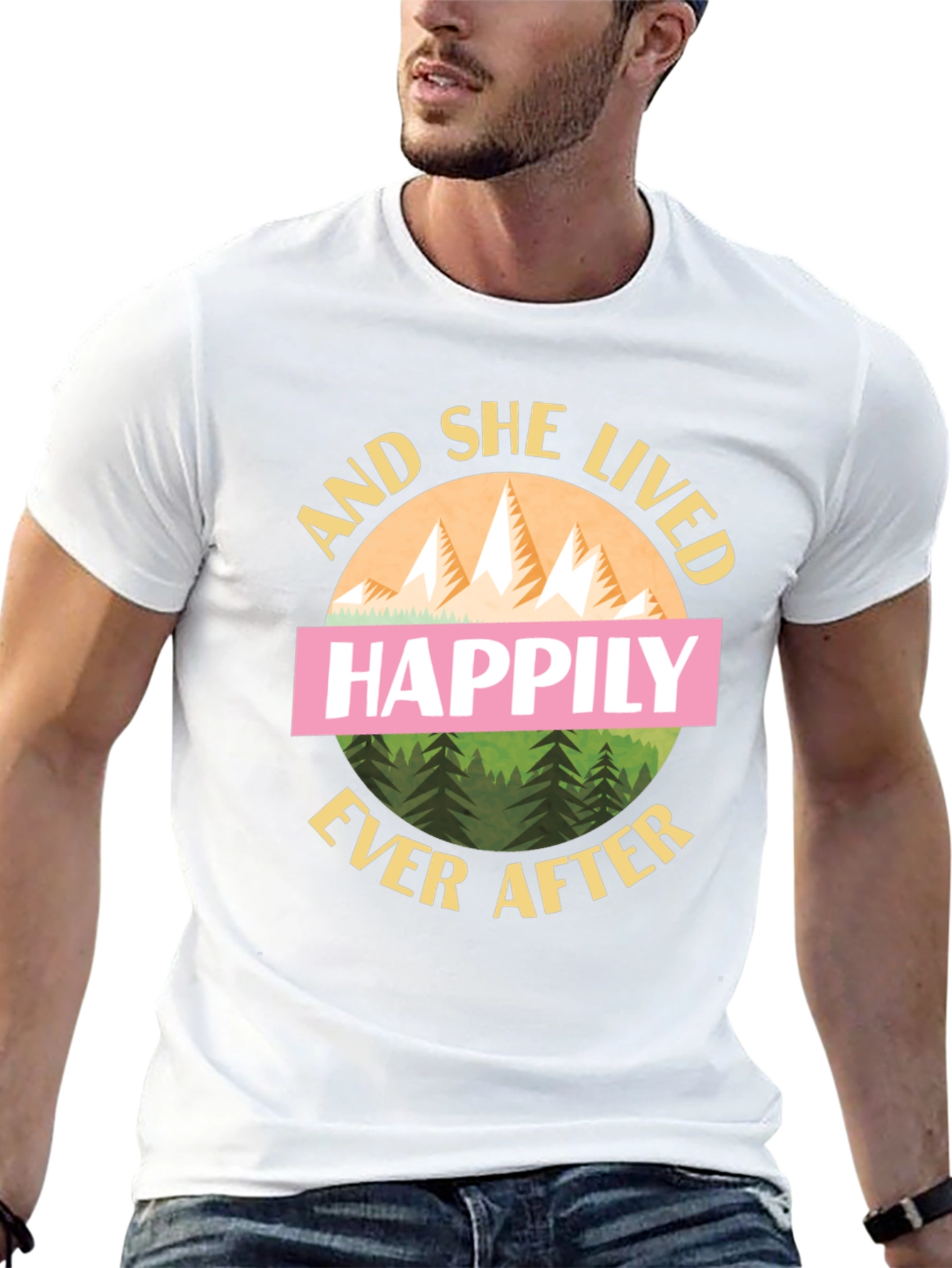 Black Happily Ever After Graphic Tee - Mountain Design T-Shirt view 13