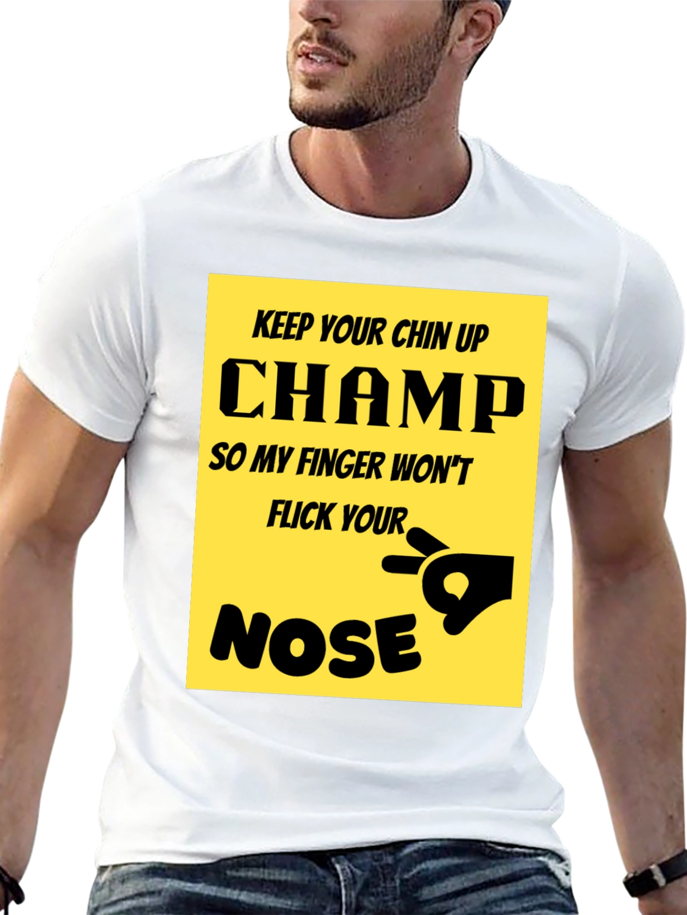 Black Keep Your Chin Up Champ T-Shirt Funny Novelty Tee view 13