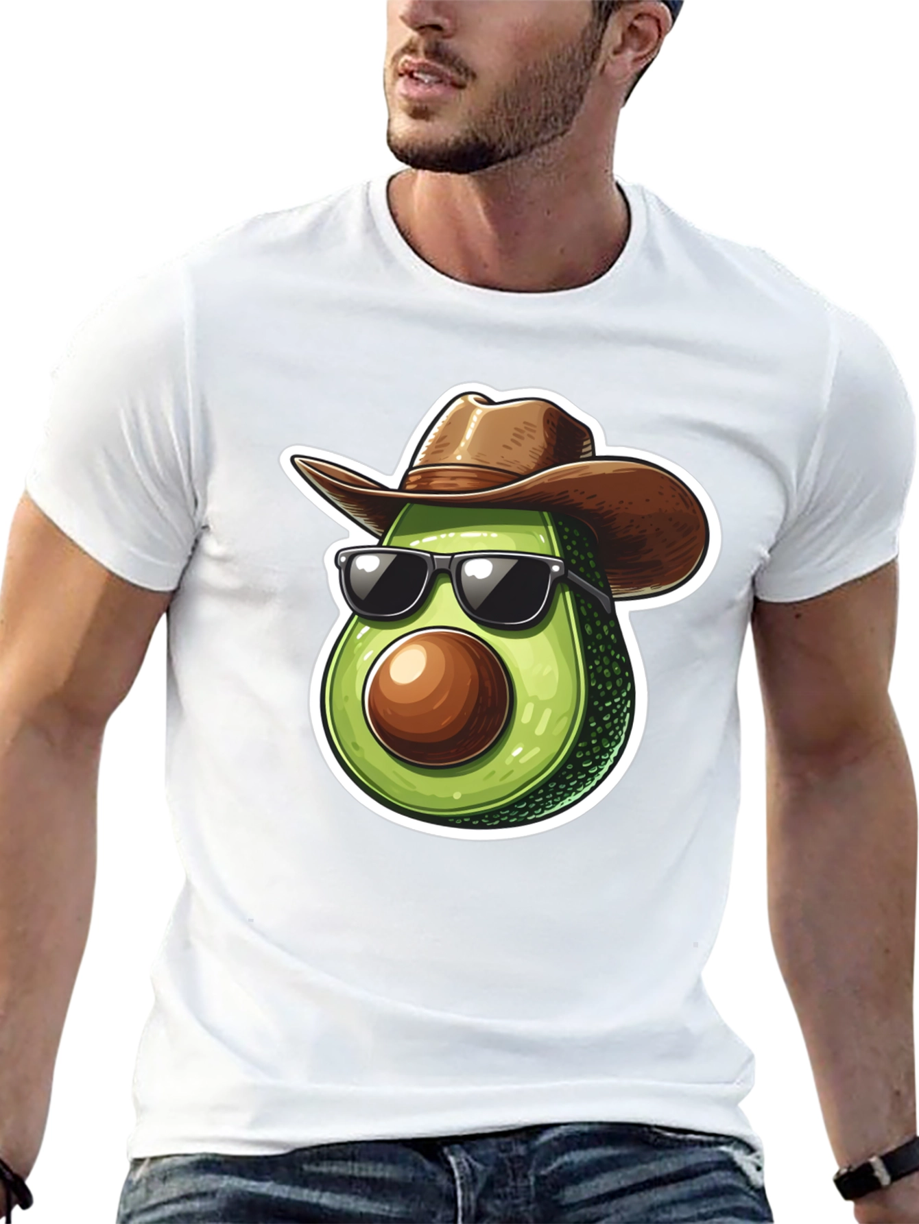 Black Cool Avocado Cowboy Graphic Tee - Black T-Shirt view 13