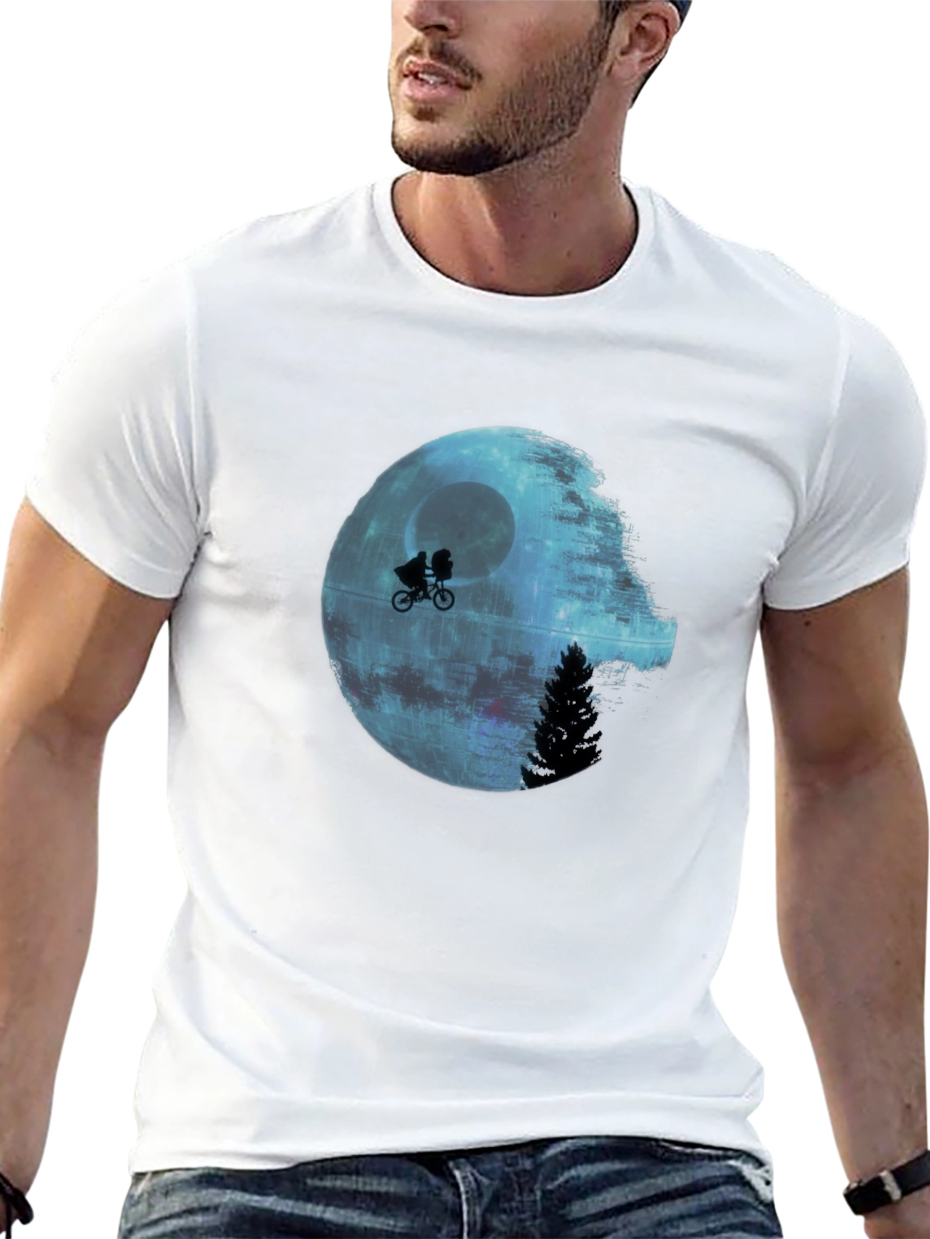 Black Star Wars Death Star E.T. Parody Black T-Shirt view 13