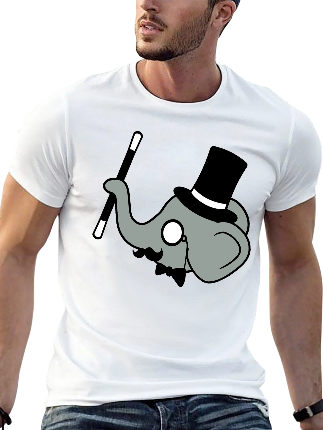 Black Elephant Magician Graphic Tee - Whimsical Cotton Shirt view 13