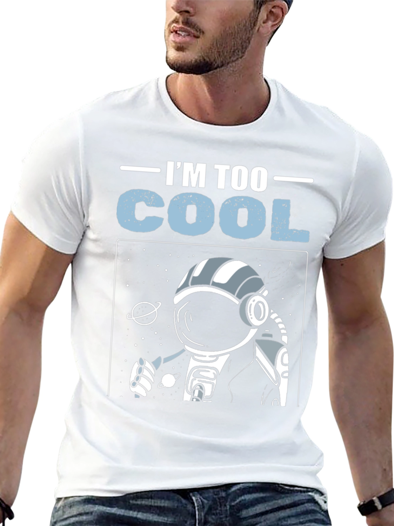 Black I'm Too Cool Astronaut Graphic T-Shirt view 13