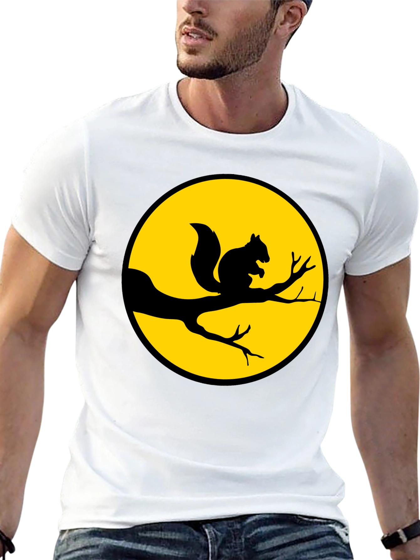 Black Squirrel Silhouette T-Shirt - Nature Inspired Graphic Tee view 13
