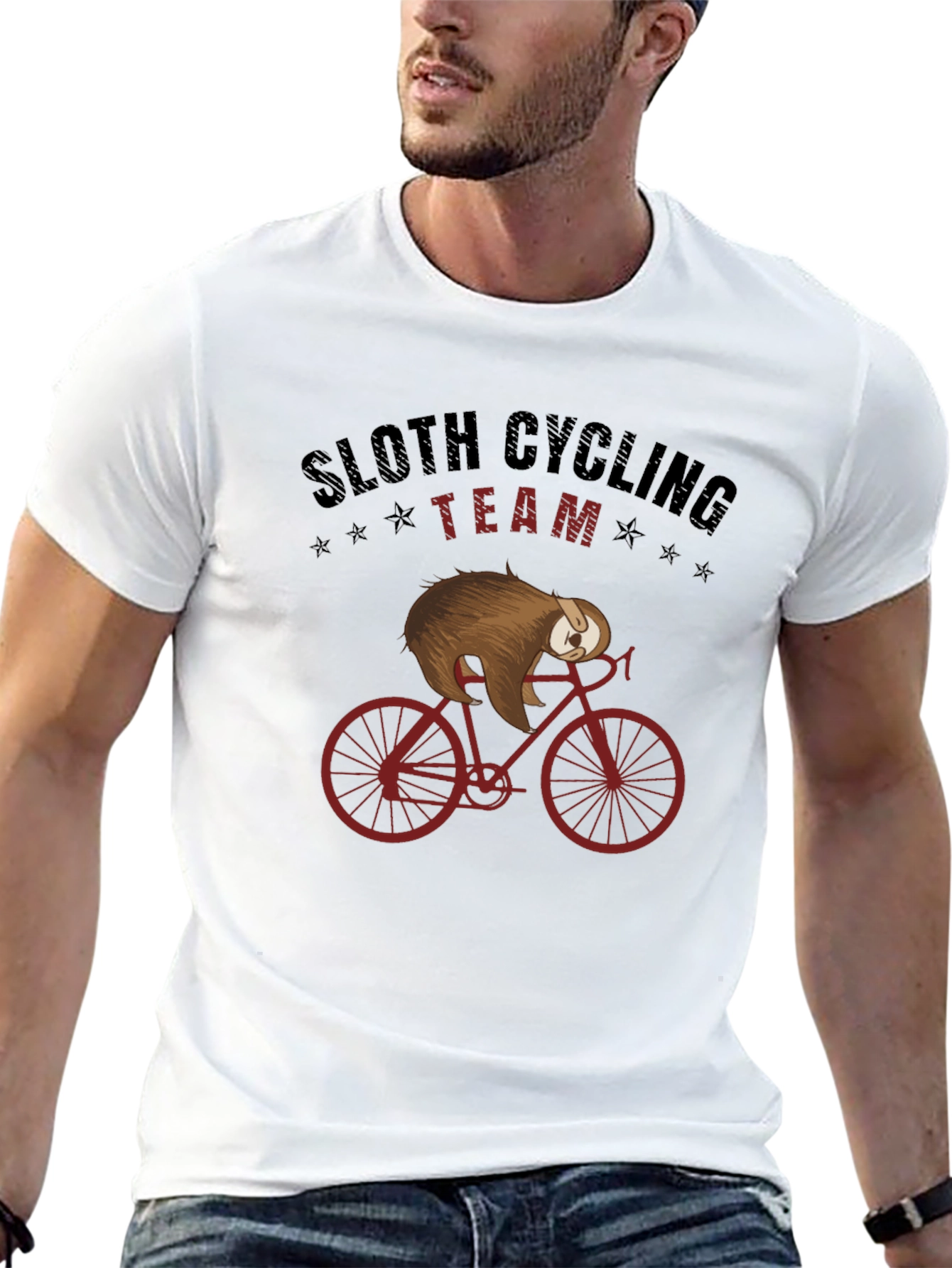 Black Sloth Cycling Team T-Shirt - Funny Animal Graphic Tee view 13