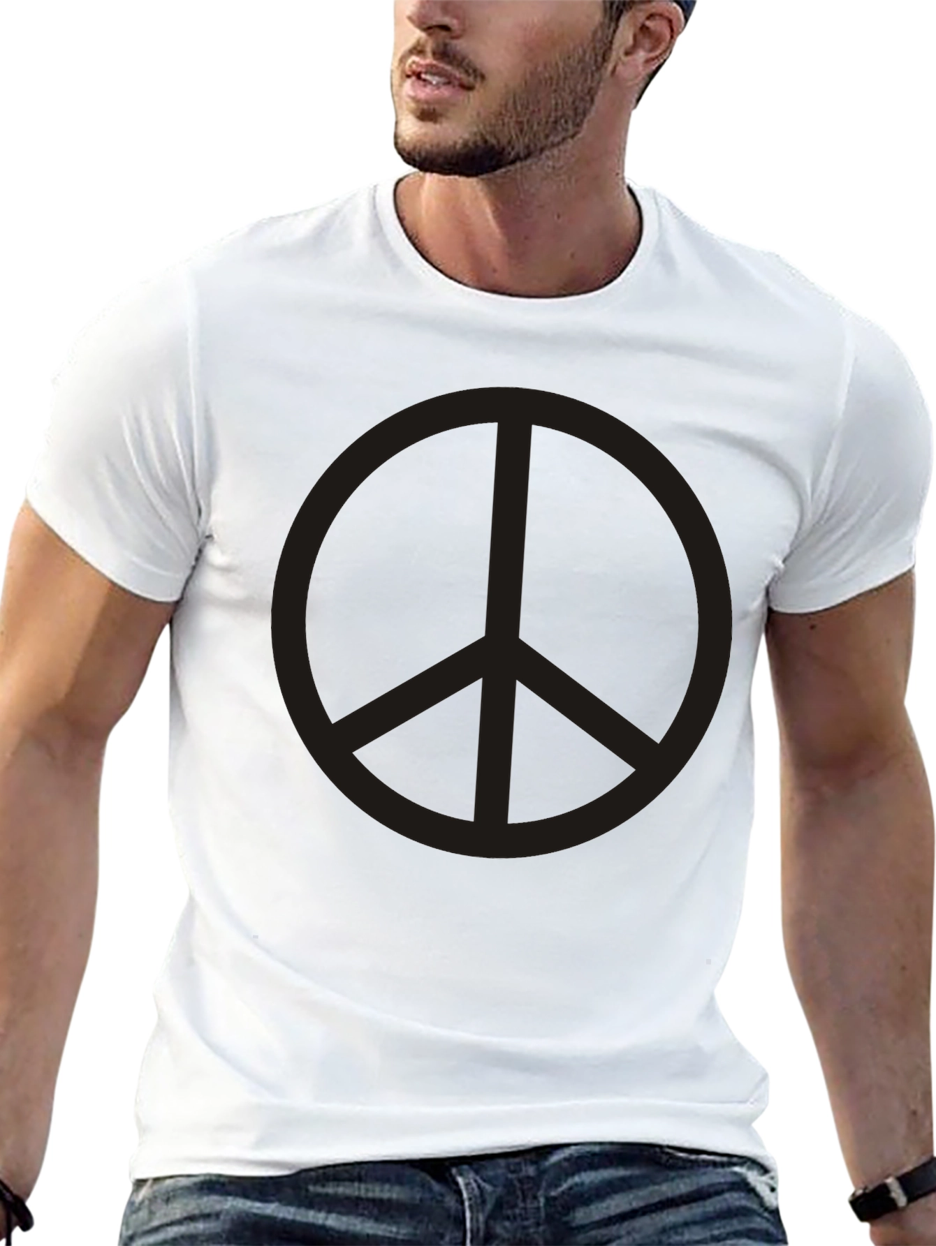 Black Peace Sign Graphic Tee - Classic Relaxed Fit view 13