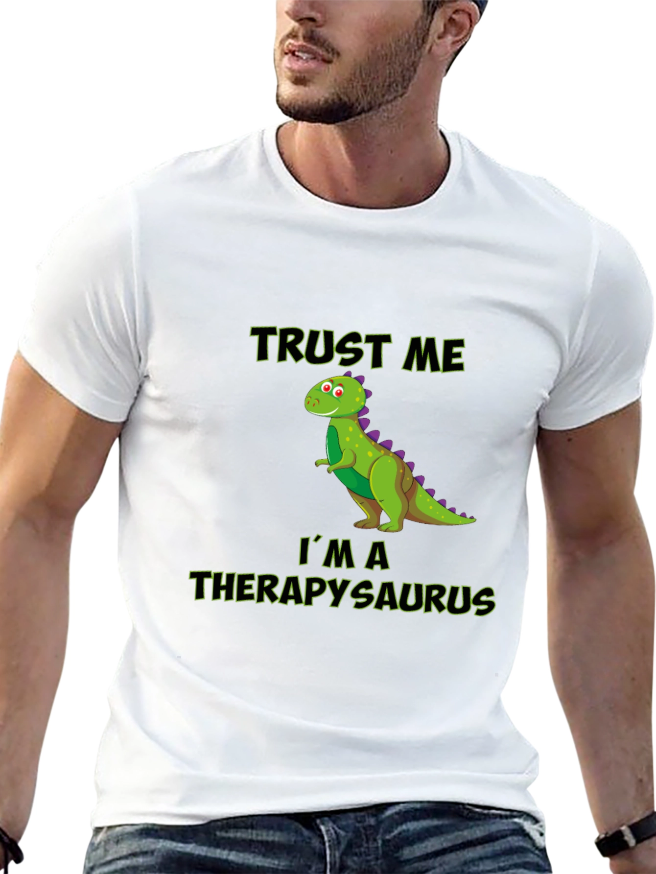 Black Therapysaurus T-Shirt - Funny Dinosaur Therapist Tee view 13