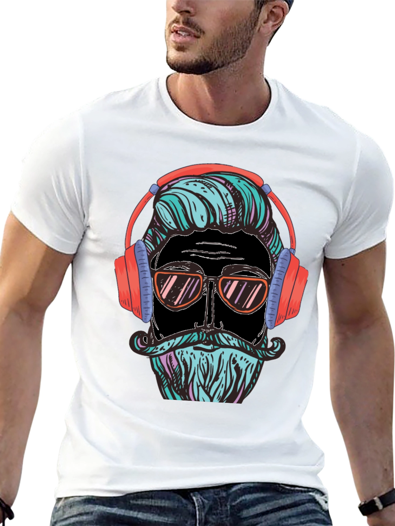 Black Cool Hipster Graphic Tee view 13