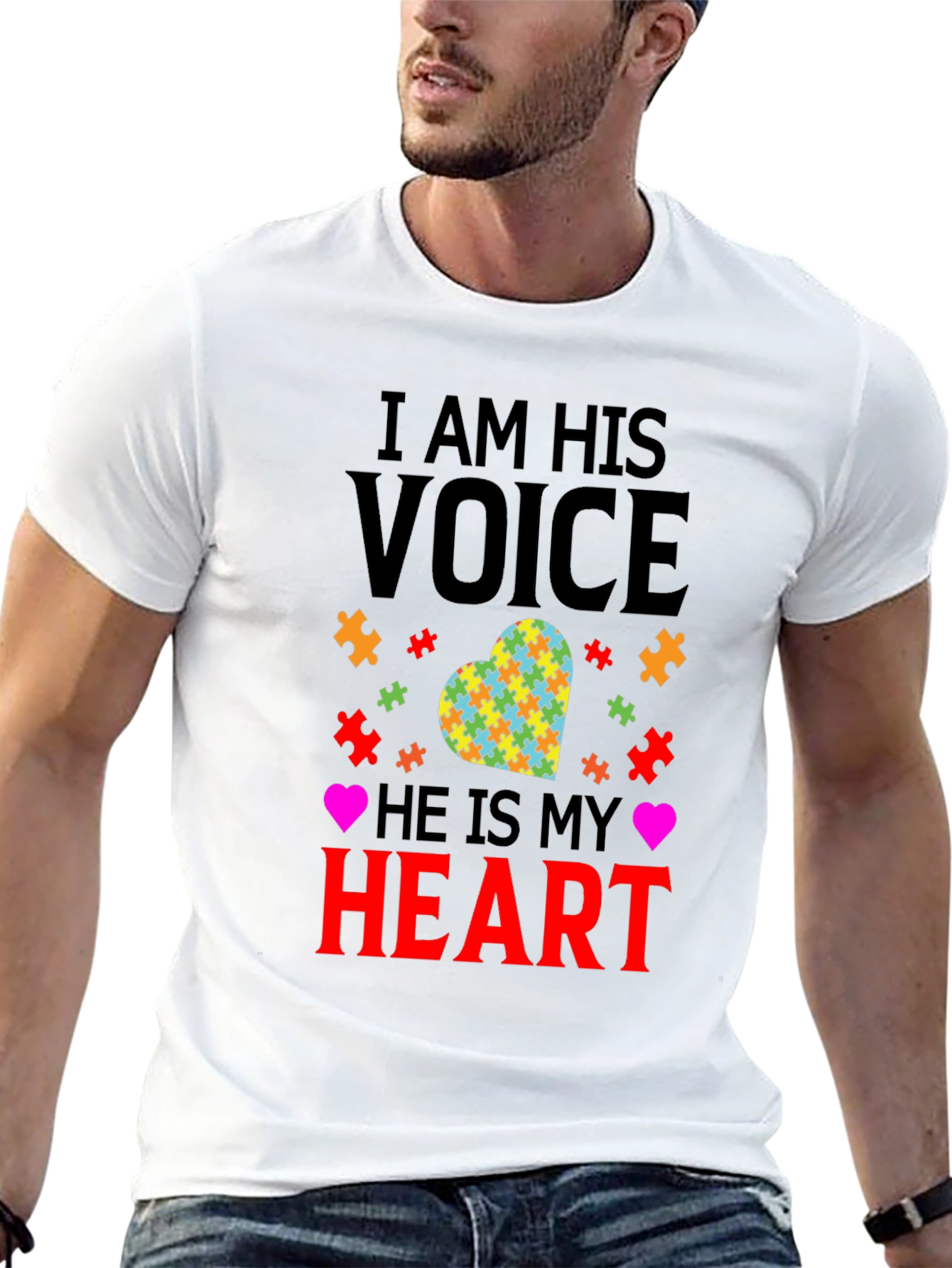 Black Autism Awareness T-Shirt - I Am His Voice view 13