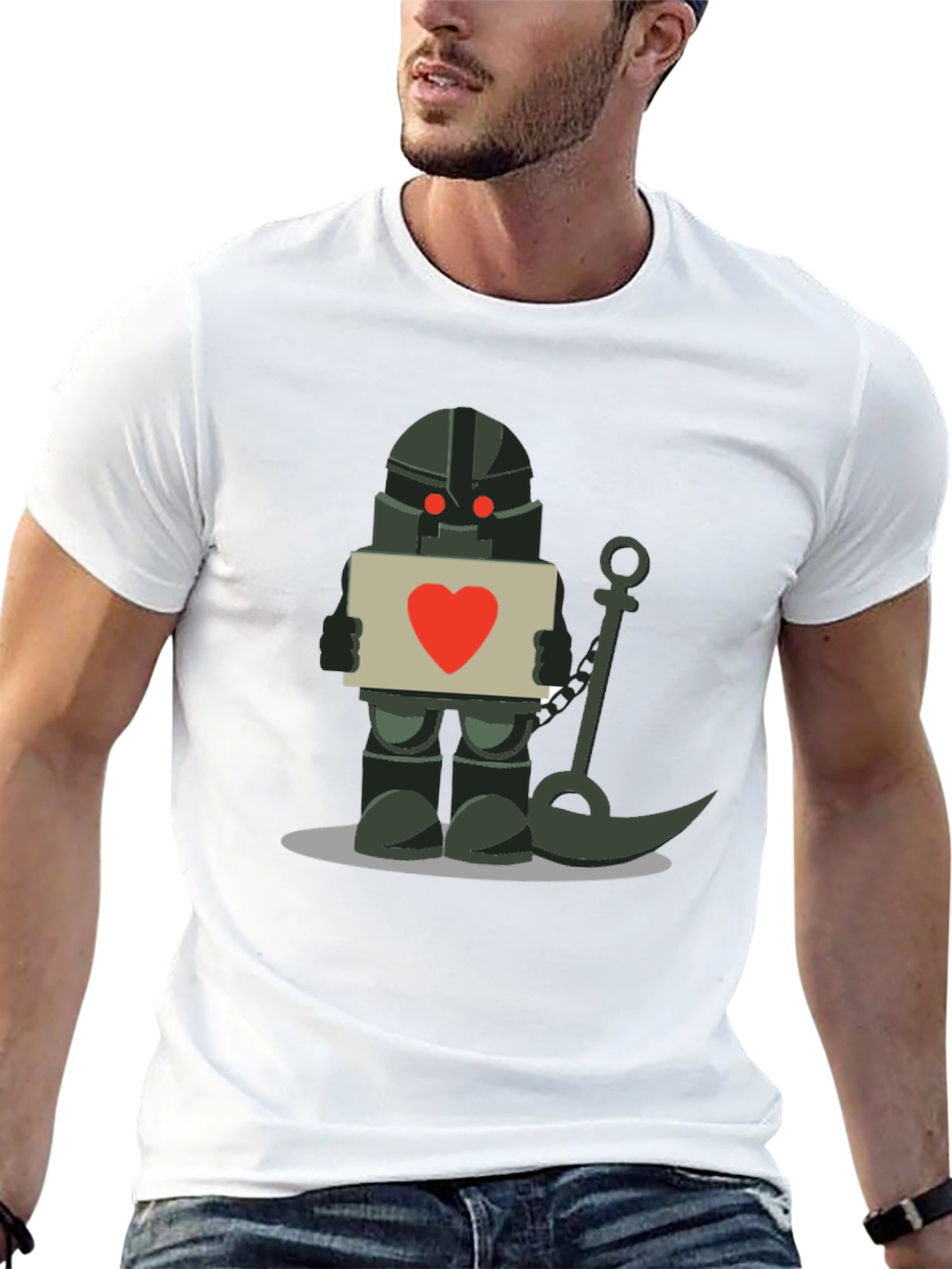 Black Heart Robot Graphic Black Tee view 13