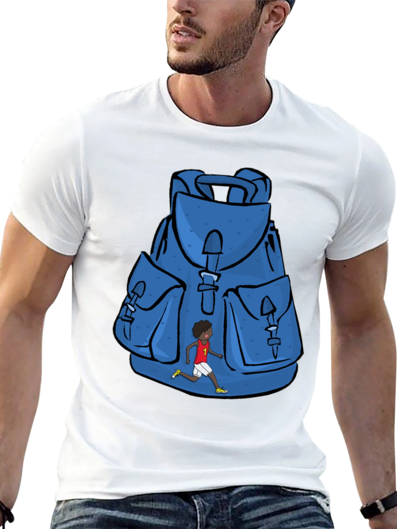 Black Graphic Print Backpack T-Shirt view 13