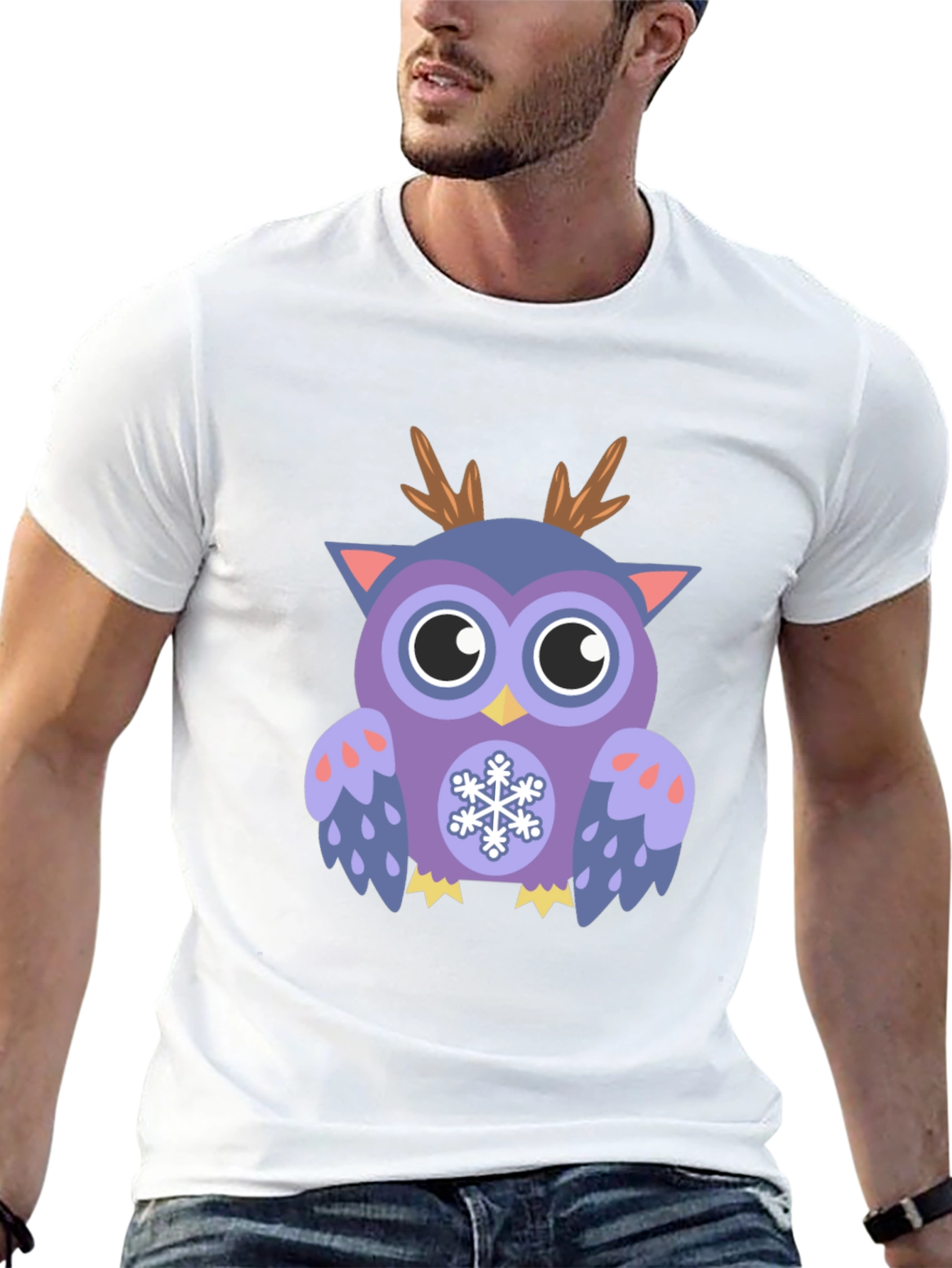 Festive Owl Graphic T-Shirt - Holiday Fun - 13